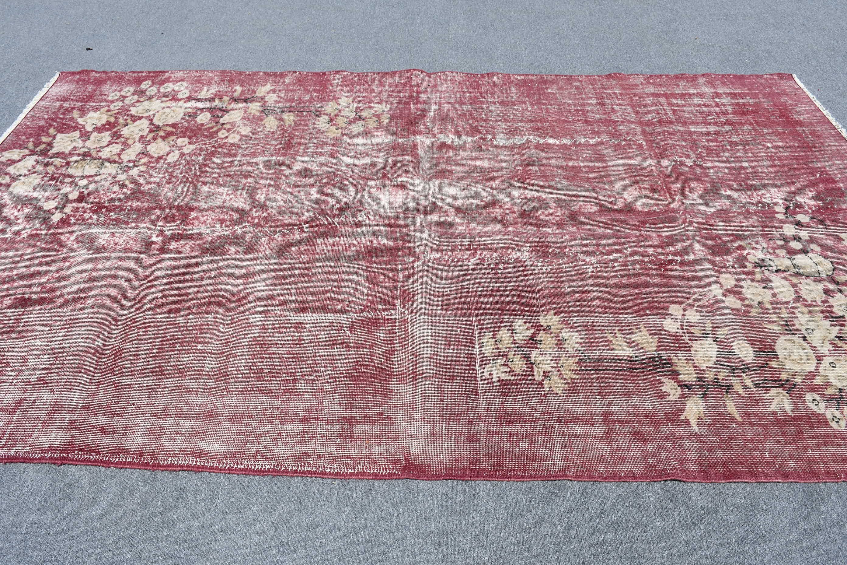 Pembe Oryantal Halı, Salon Halısı, Oturma Odası Halıları, Vintage Halı, 5.7x9.4 ft Büyük Halılar, Boho Halısı, Türk Halısı, Havalı Halılar