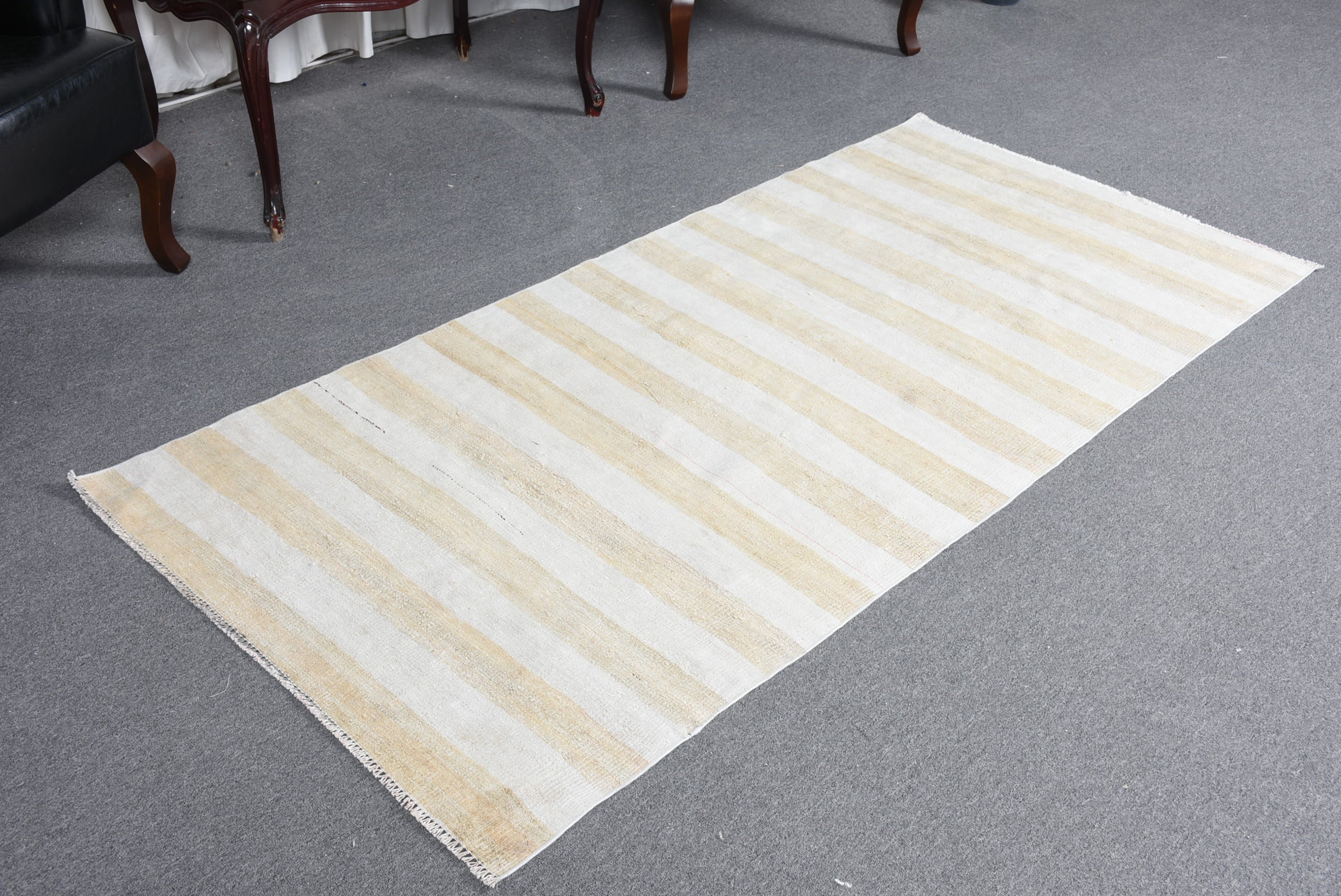 Turkish Rug, Kitchen Rug, Oushak Rugs, Rugs for Kitchen, Vintage Rugs, 3x6.5 ft Accent Rug, White Cool Rug, Nursery Rug