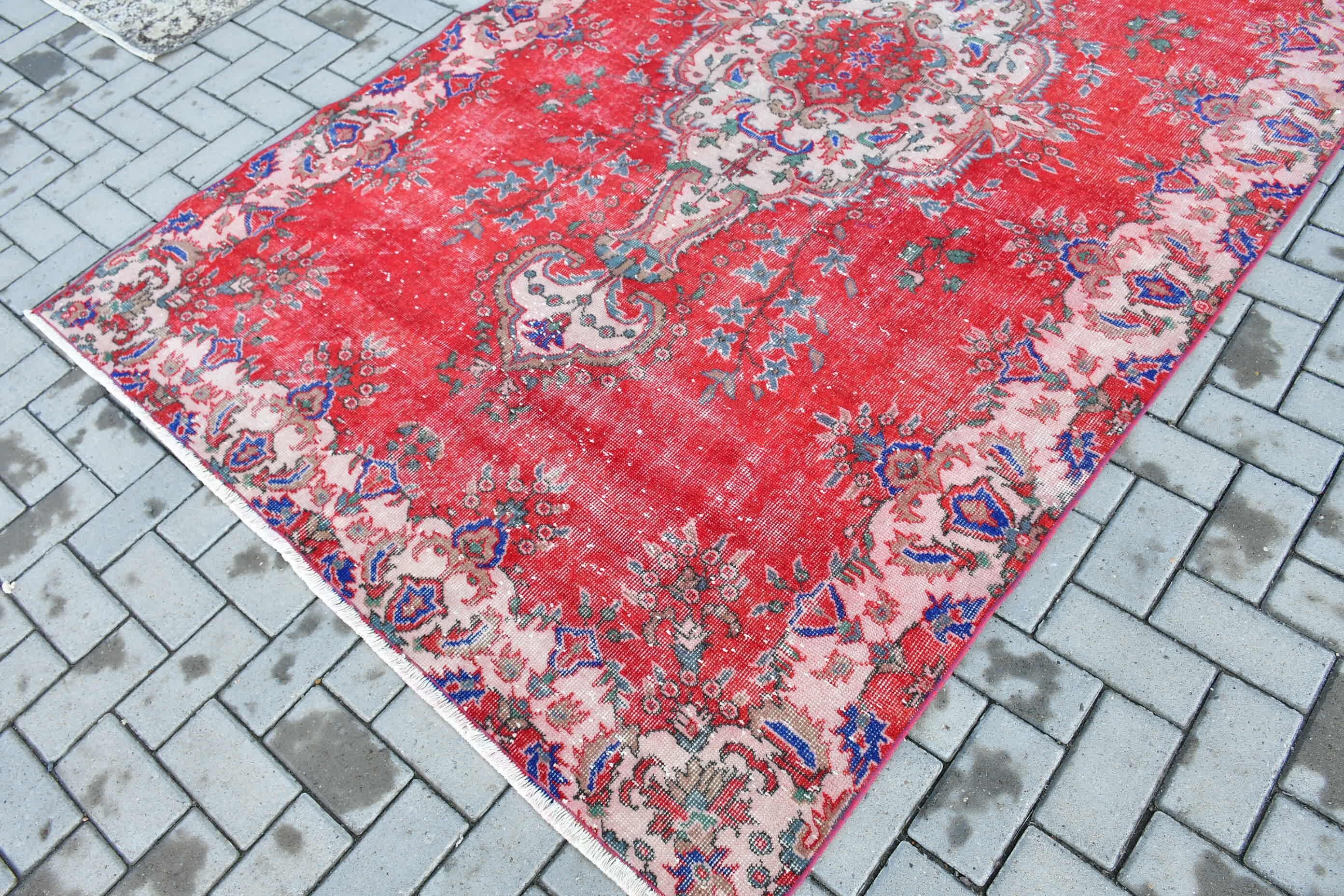 Turkish Rug, Oriental Rug, 5.4x9.3 ft Large Rug, Living Room Rug, Vintage Rugs, Rugs for Salon, Moroccan Rug, Red Anatolian Rug, Salon Rug