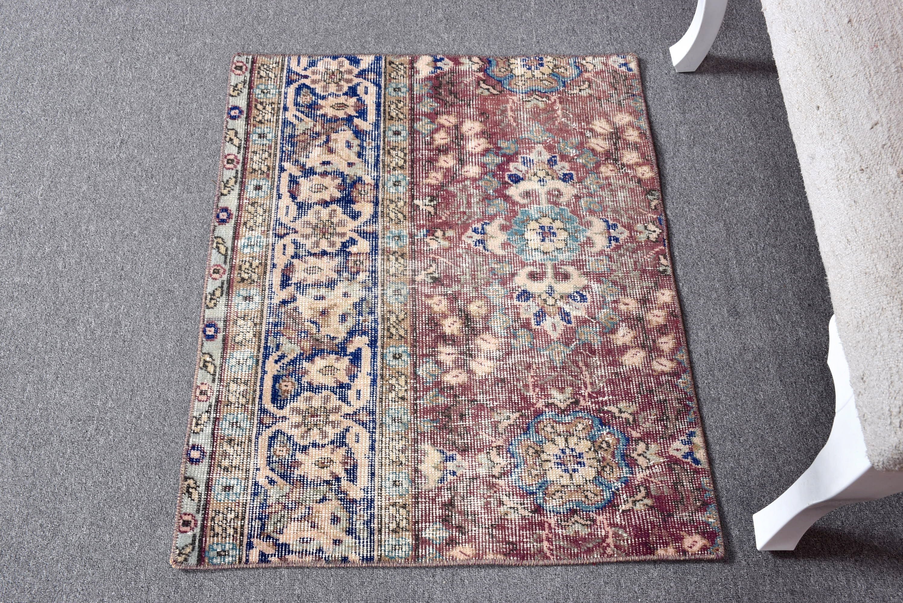 Vintage Halı, Türk Halısı, Mutfak Halıları, Oushak Halısı, Düz Dokuma Halı, Mor Oryantal Halılar, Egzotik Halı, 2,3x2,9 ft Küçük Halılar, Küçük Boho Halıları