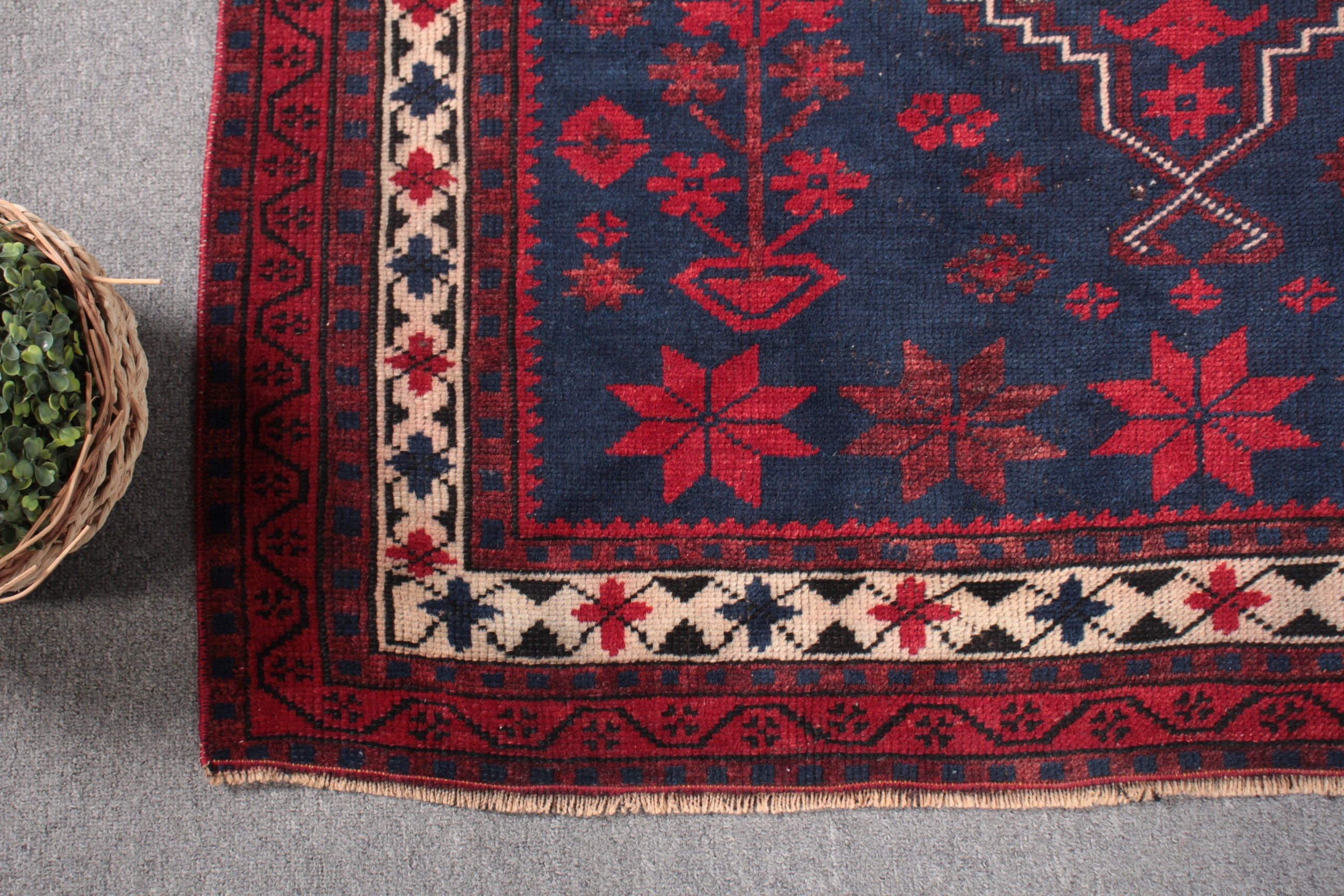 Mavi 3.6x6.1 ft Accent Halı, Vintage Halı, Yün Halı, Sanat Halıları, Ev Dekorasyonu Halıları, Yatak Odası Halıları, Çocuk Halıları, Kilim, Türk Halıları