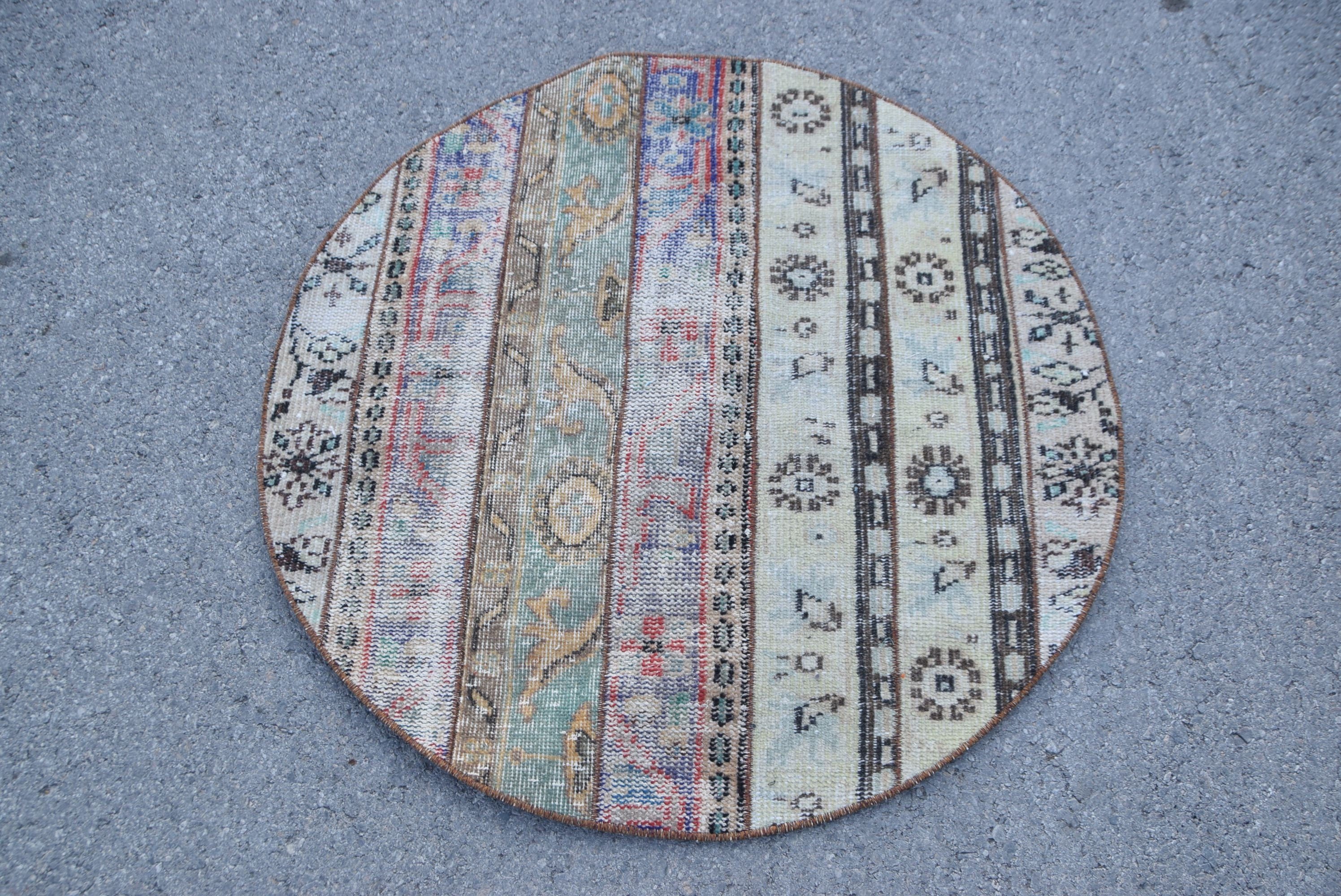 Beige Oriental Rug, Rugs for Car Mat, Oushak Rug, Turkish Rug, Bath Rug, 3.3x3.3 ft Small Rugs, Door Mat Rug, Kitchen Rug, Vintage Rug