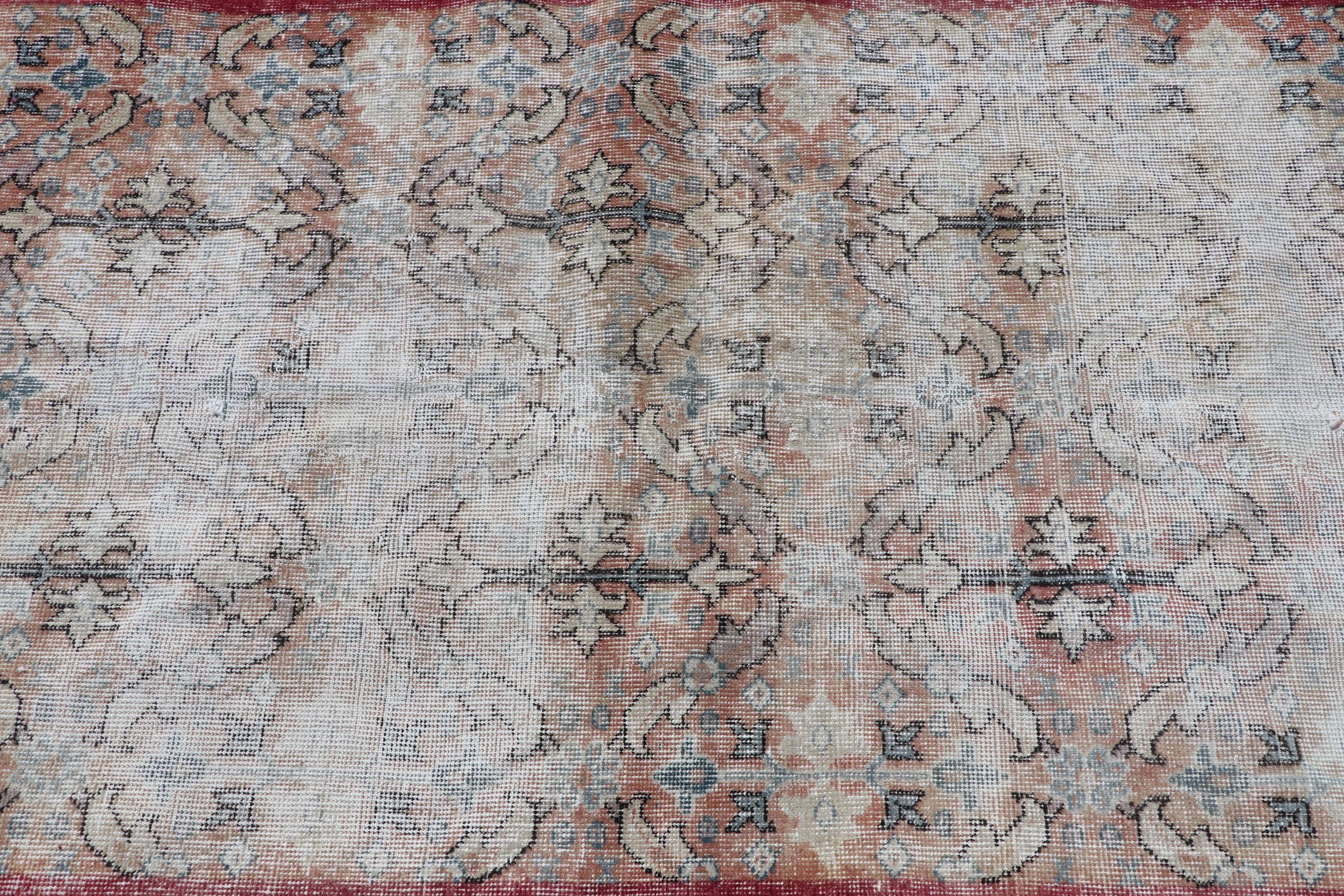 3x6.5 ft Accent Rug, Pale Rug, Kitchen Rug, Red Anatolian Rug, Bedroom Rug, Rugs for Bedroom, Entry Rug, Turkish Rug, Wool Rug, Vintage Rug