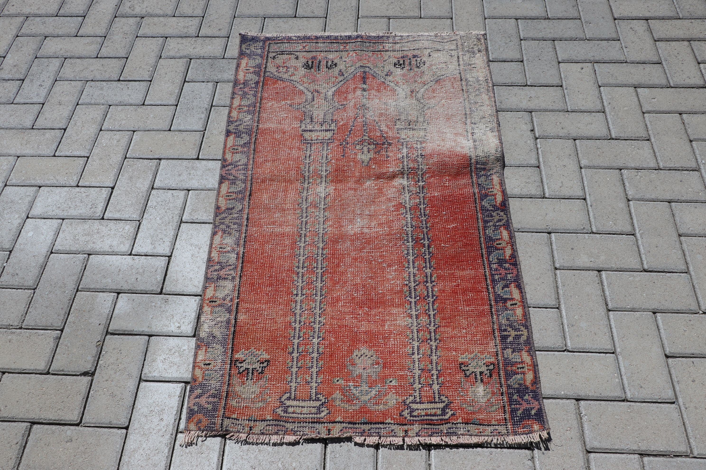 2.5x4 ft Small Rugs, Turkish Rug, Antique Rug, Entry Rug, Rugs for Wall Hanging, Nursery Rugs, Red Wool Rugs, Vintage Rugs