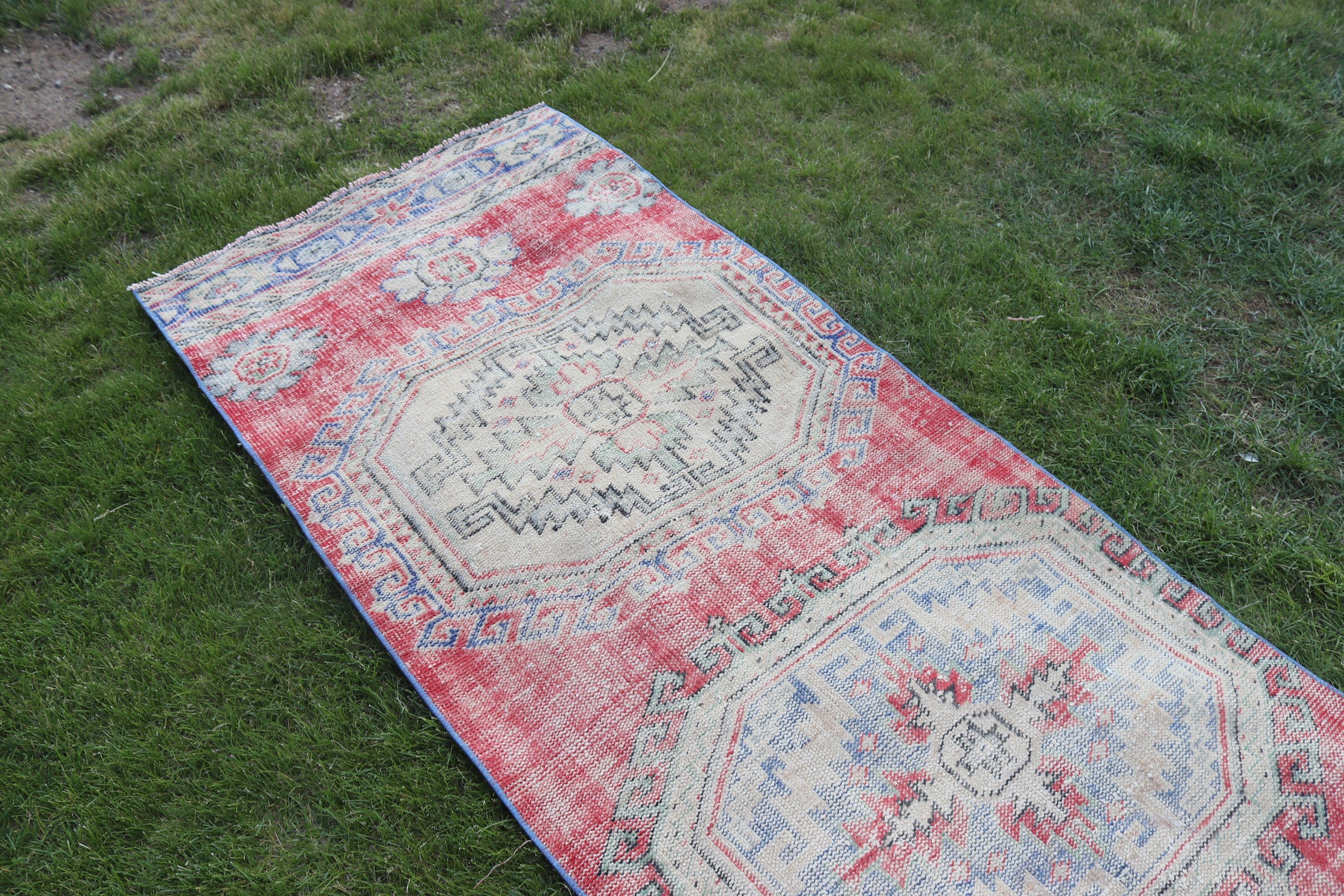 3x12.4 ft Runner Halı, Antika Halı, Mutfak Halısı, Yer Halısı, Yün Halılar, Beni Ourain Runner Halıları, Bej Modern Halı, Vintage Halılar, Türk Halısı