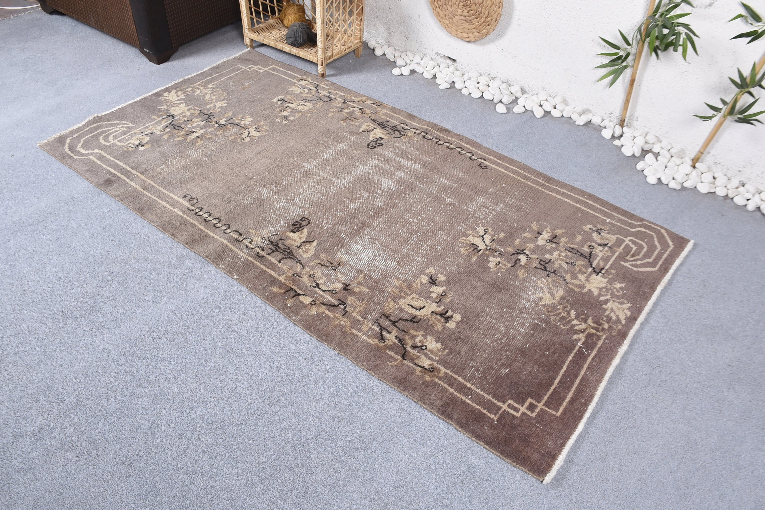 Turkish Rug, Vintage Rugs, Home Decor Rugs, Antique Rug, 3.5x6.9 ft Area Rug, Designer Rugs, Indoor Rug, Gray Floor Rug, Kitchen Rug