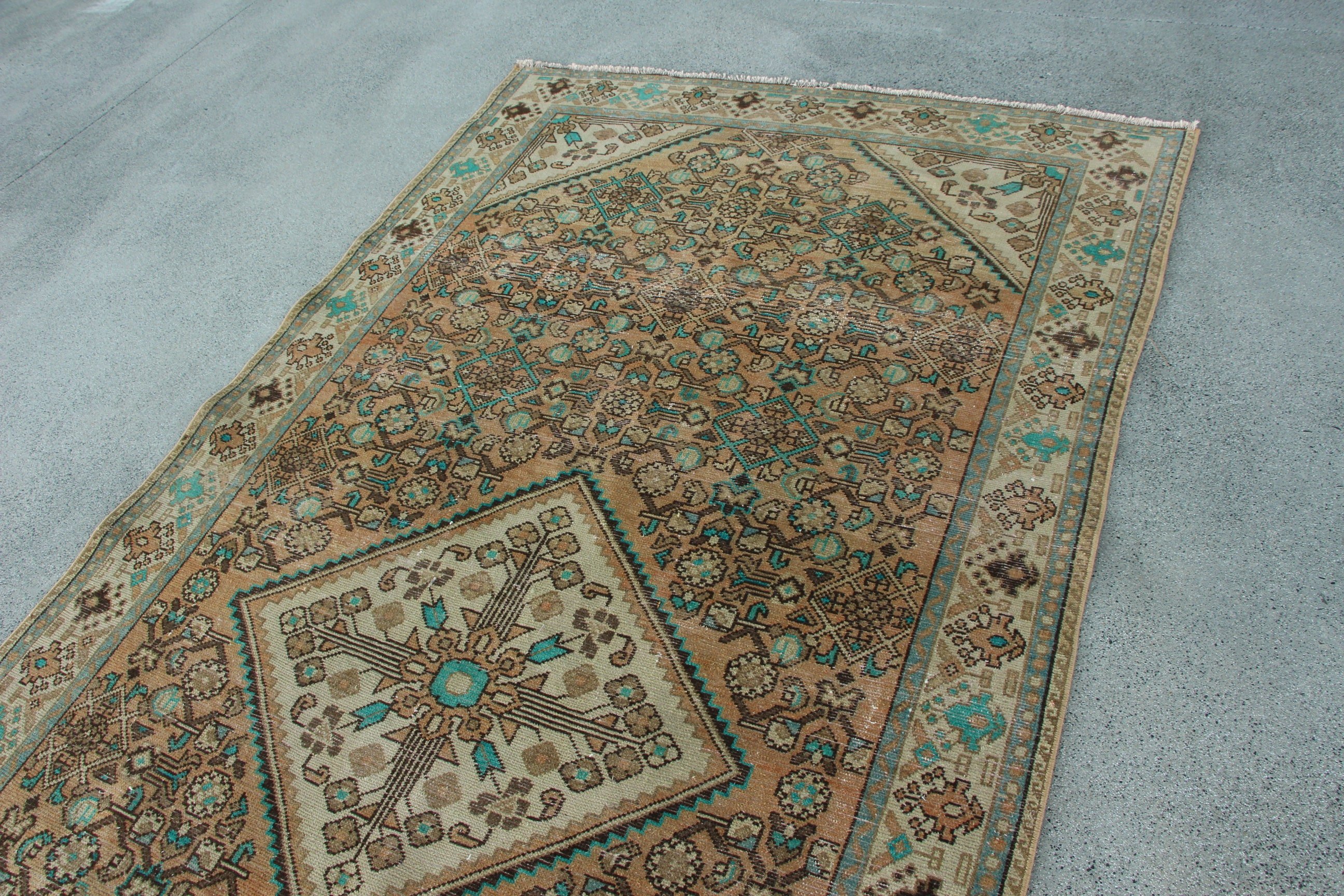 Türk Halıları, Harika Halılar, 5.1x10 ft Büyük Halı, Vintage Halı, Büyük Vintage Halılar, Kahverengi El Dokuma Halılar, Büyük Boho Halılar, Antika Halılar