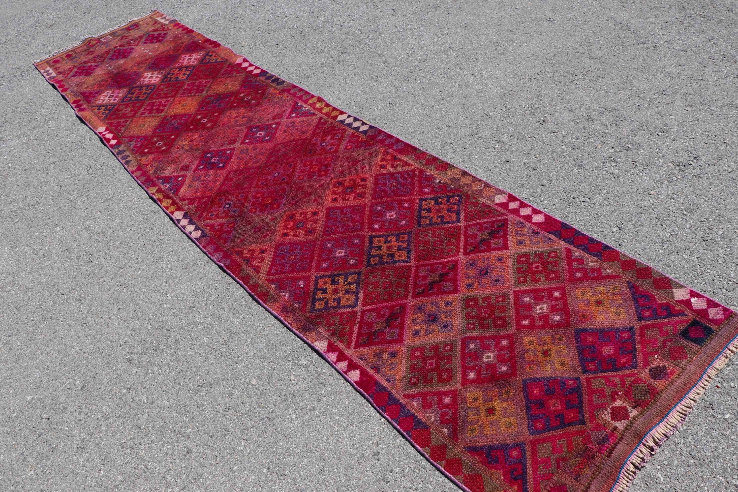 Pink Cool Rug, Turkish Rugs, Vintage Rug, 2.7x11.9 ft Runner Rug, Bohemian Rug, Rugs for Kitchen, Moroccan Rugs, Stair Rug, Anatolian Rug