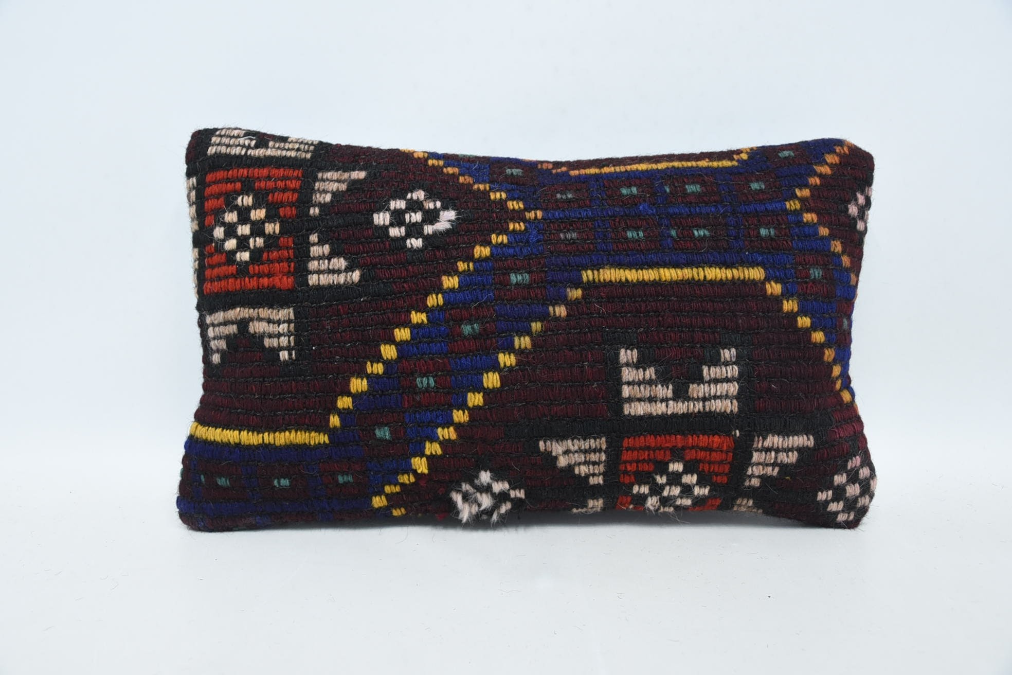 İç Tasarım Yastık, Türk Halıları Minder Kılıfı, Etnik Kilim Halı Yastık, Ev Dekor Yastık, 12"x20" Kahverengi Yastık Kılıfı