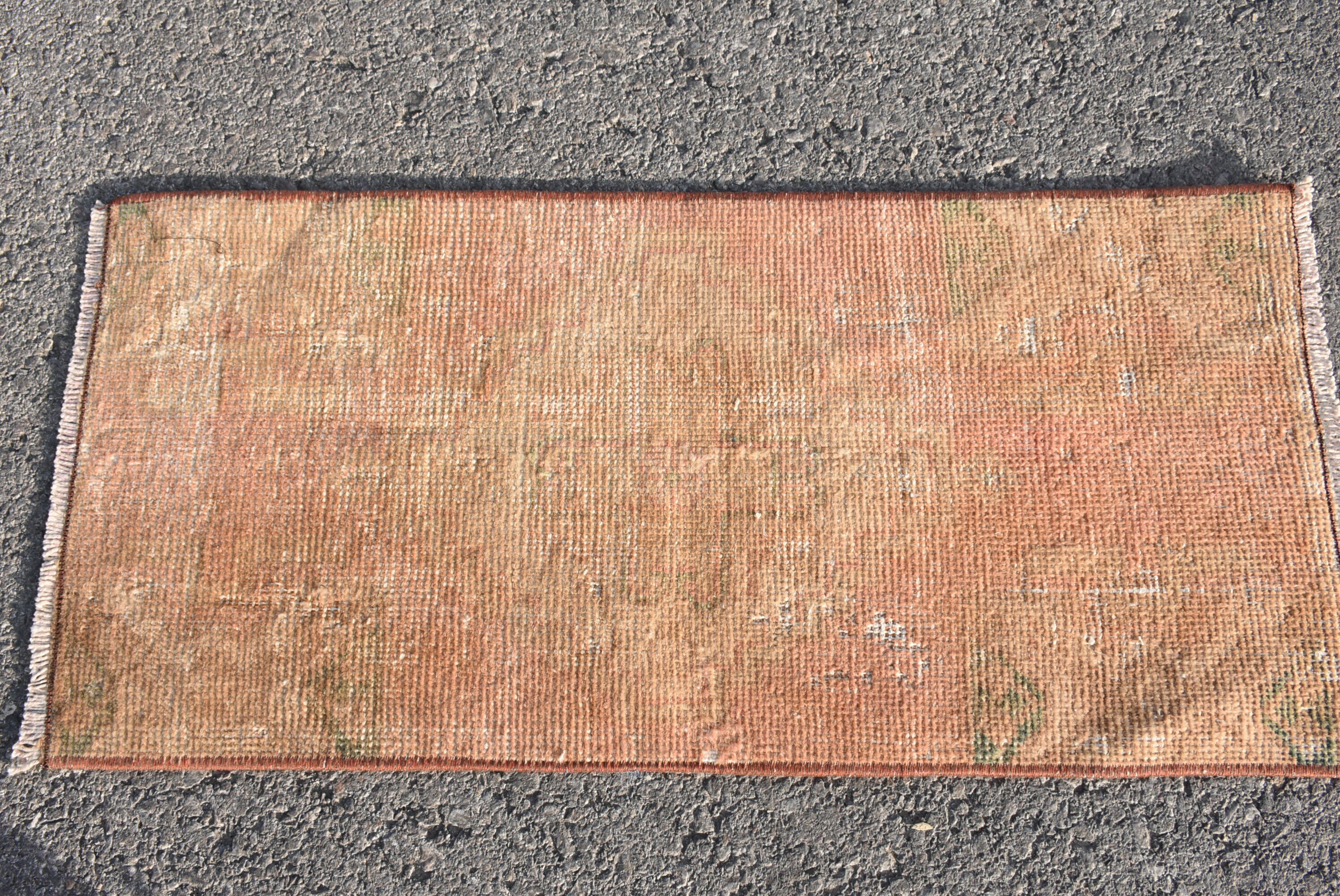 Kitchen Rug, Turkish Rug, Orange Oushak Rugs, Bath Rugs, Anatolian Rugs, Rugs for Bath, Vintage Rugs, 1.3x2.9 ft Small Rug, Floor Rug