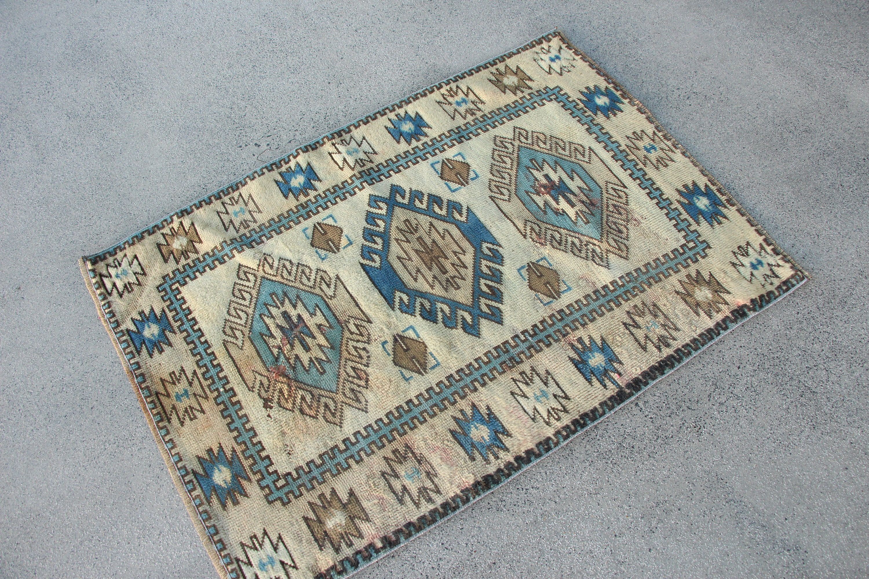 Beige Anatolian Rugs, Nursery Rugs, Car Mat Rug, 2.8x4.1 ft Small Rugs, Vintage Rug, Turkish Rugs, Handmade Rug, Oushak Rugs, Oriental Rug