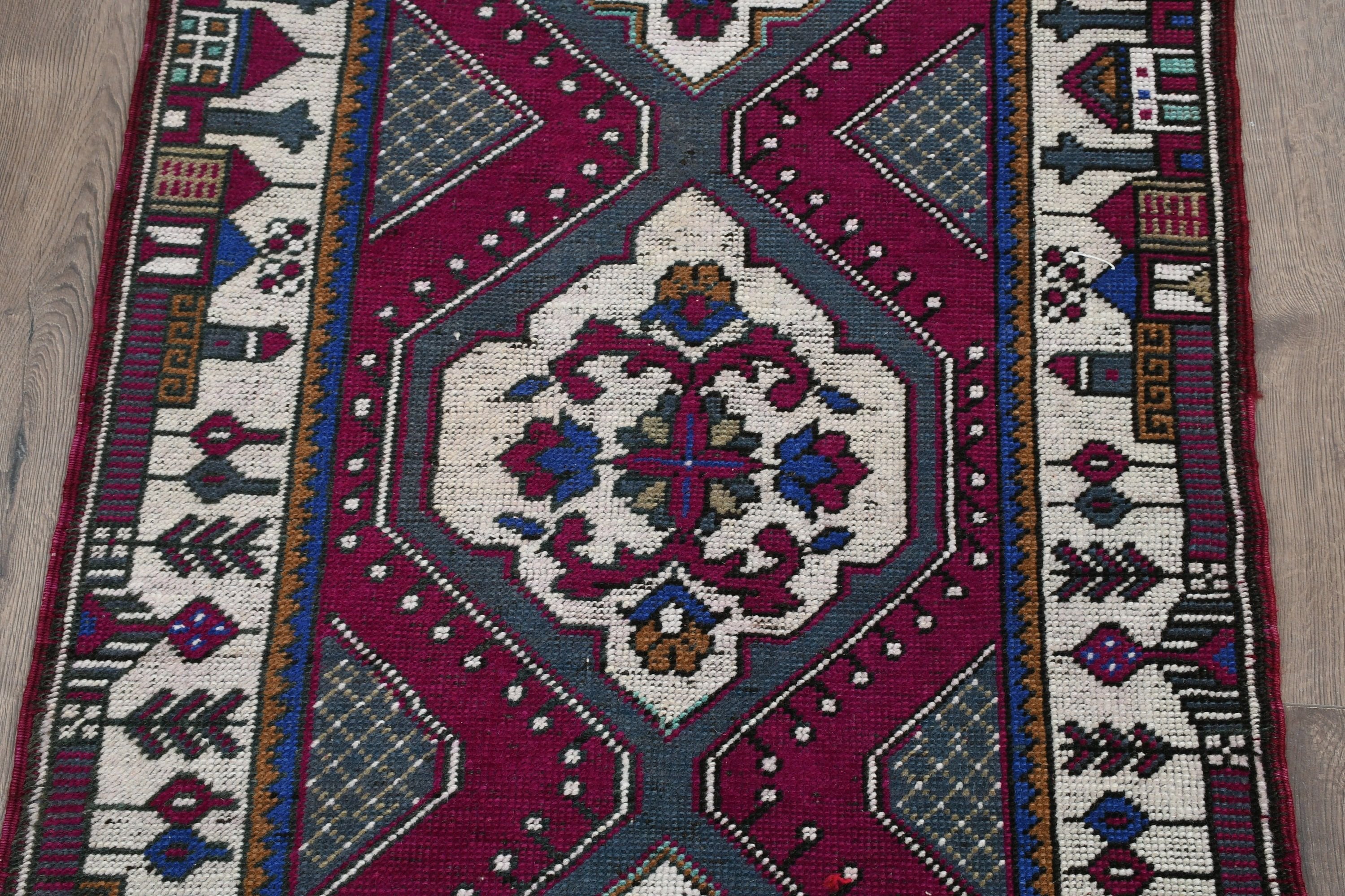 Oriental Rug, 2.4x9.8 ft Runner Rug, Rugs for Runner, Cool Rug, Purple Oriental Rugs, Turkish Rug, Vintage Rug, Stair Rug, Kitchen Rugs