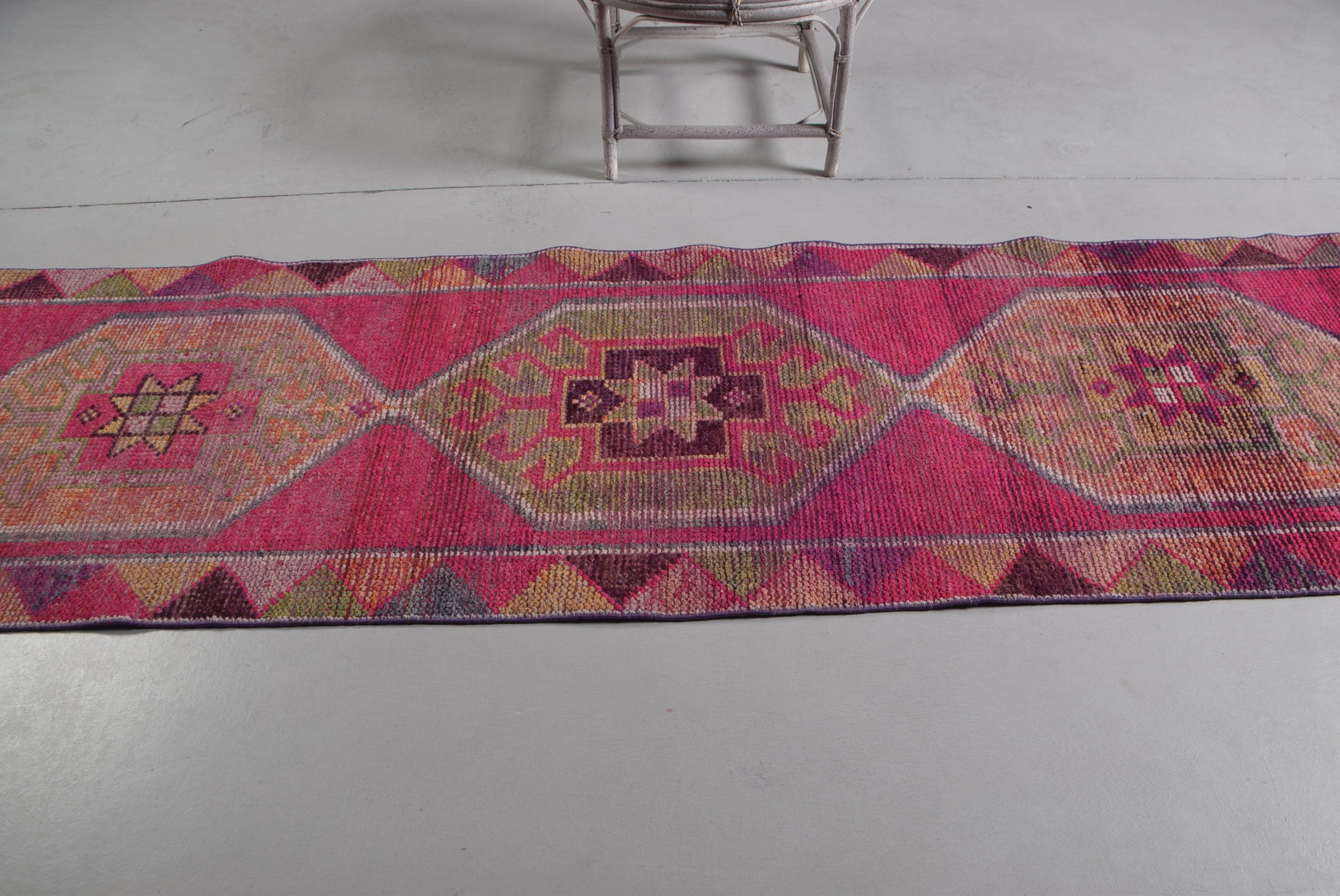 Pink Cool Rug, Hallway Rugs, Home Decor Rug, Bedroom Rugs, 2.9x10.4 ft Runner Rug, Vintage Rug, Dorm Rug, Turkish Rugs, Stair Rugs, Art Rug