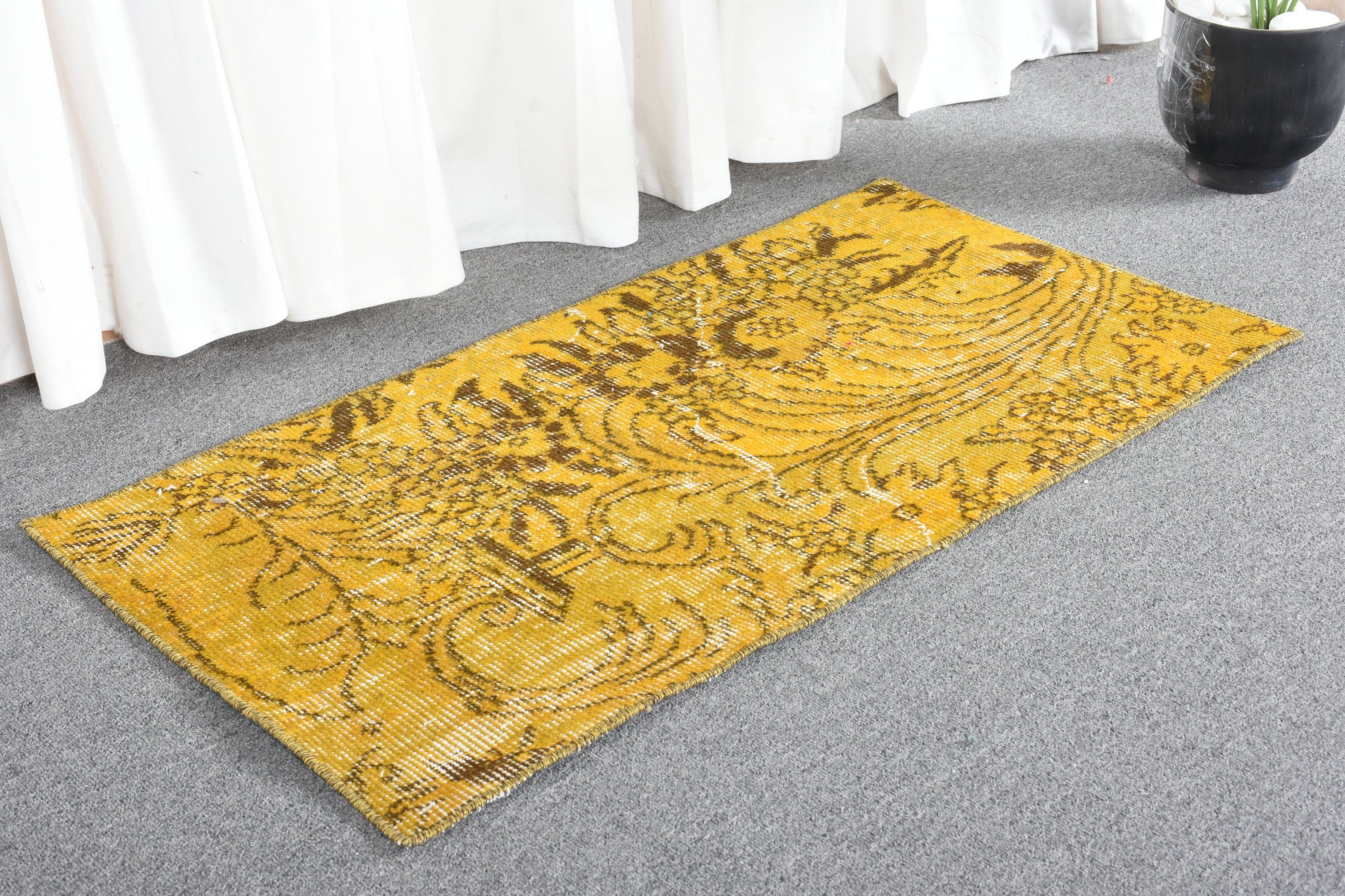 Turkish Rug, Vintage Rugs, Moroccan Rug, Home Decor Rugs, Bedroom Rugs, Yellow Antique Rug, Pastel Rug, Nursery Rug, 1.5x3 ft Small Rugs