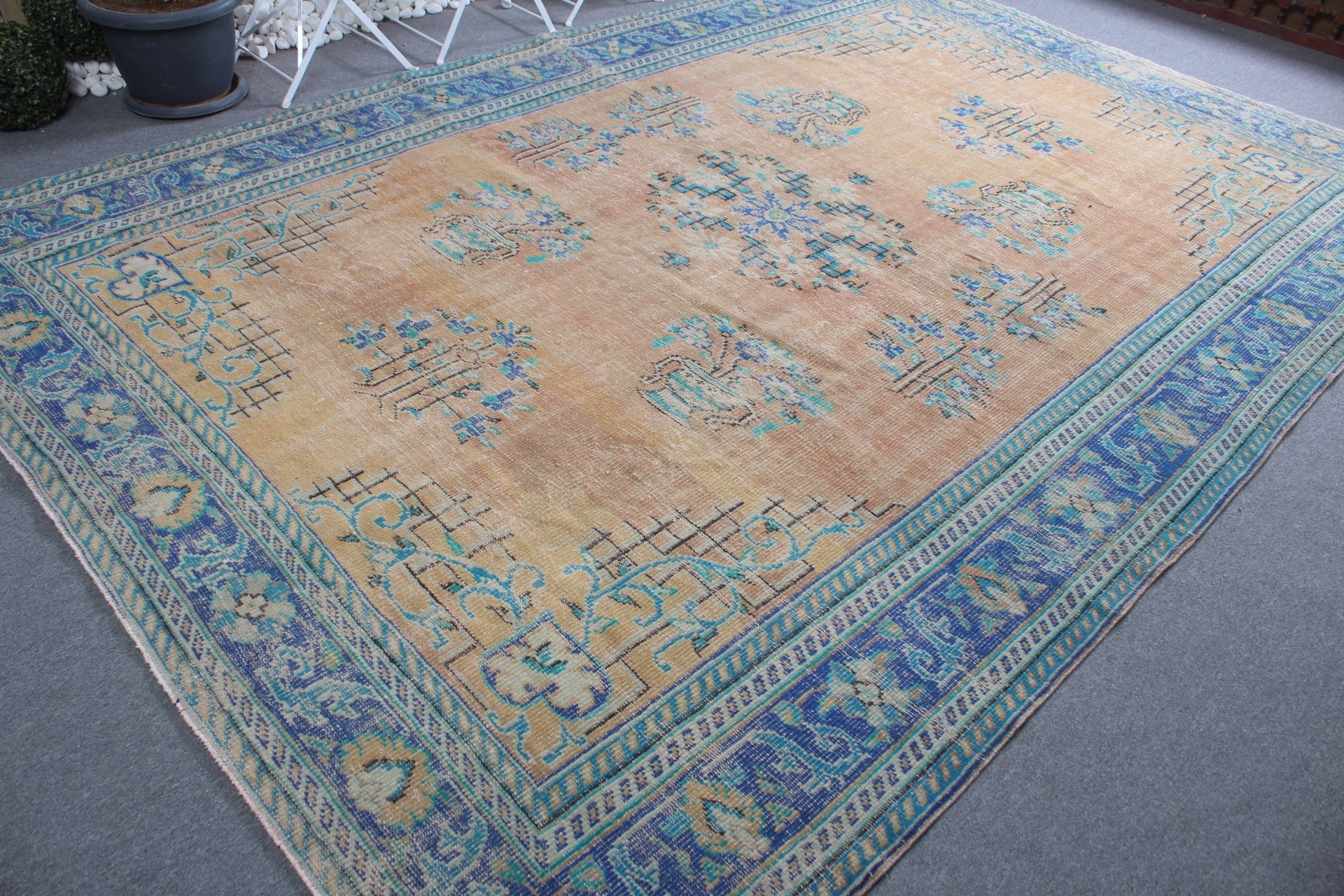 Dining Room Rug, 7.9x11.8 ft Oversize Rug, Vintage Rug, Bedroom Rug, Rugs for Salon, Salon Rug, Cool Rug, Turkish Rug, Orange Floor Rug