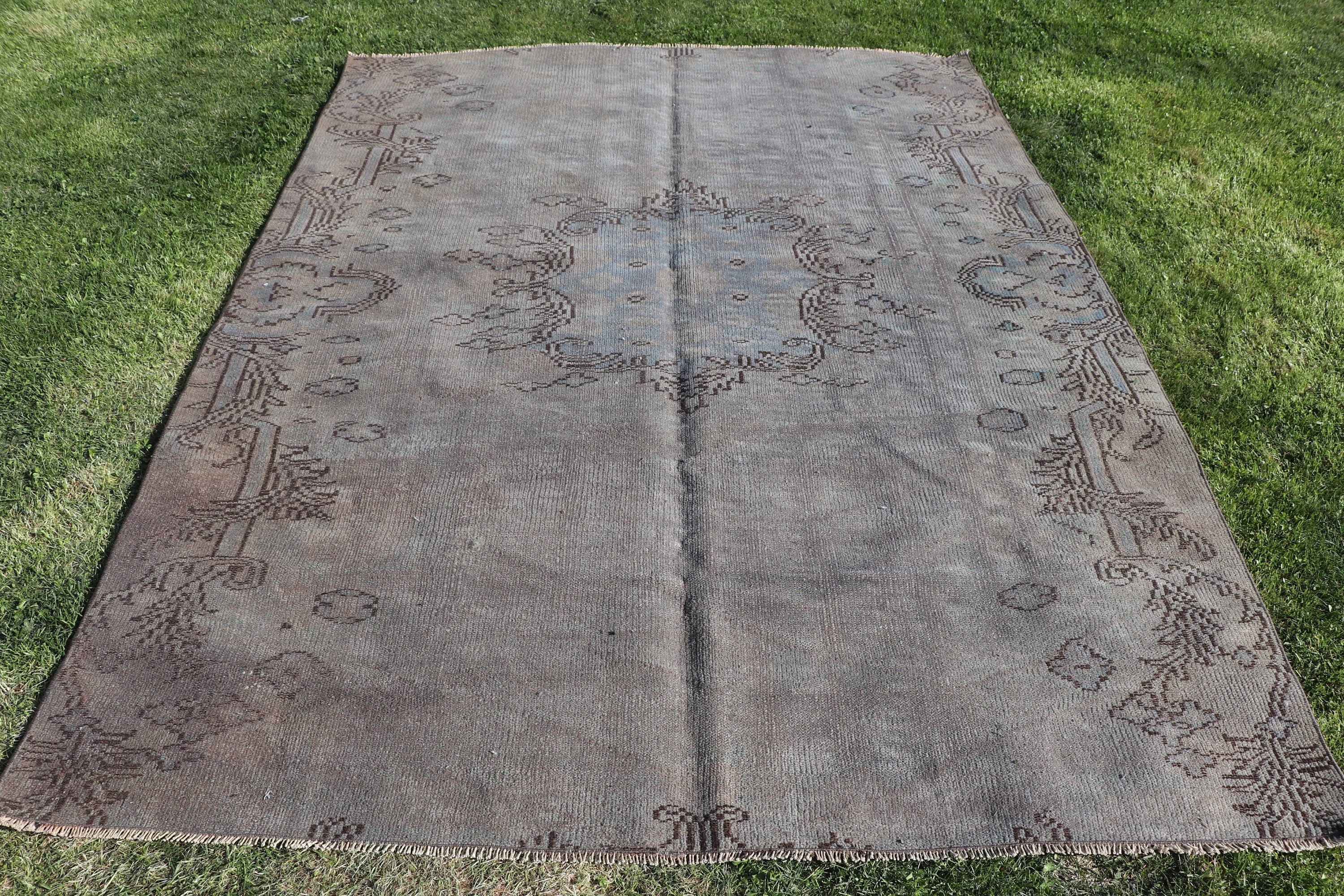 Ofis Halısı, Yatak Odası Halıları, Fas Halısı, Türk Halısı, Vintage Halılar, Büyük Vintage Halı, Gri Lüks Halı, 5.8x7.8 ft Büyük Halılar, Lüks Halı