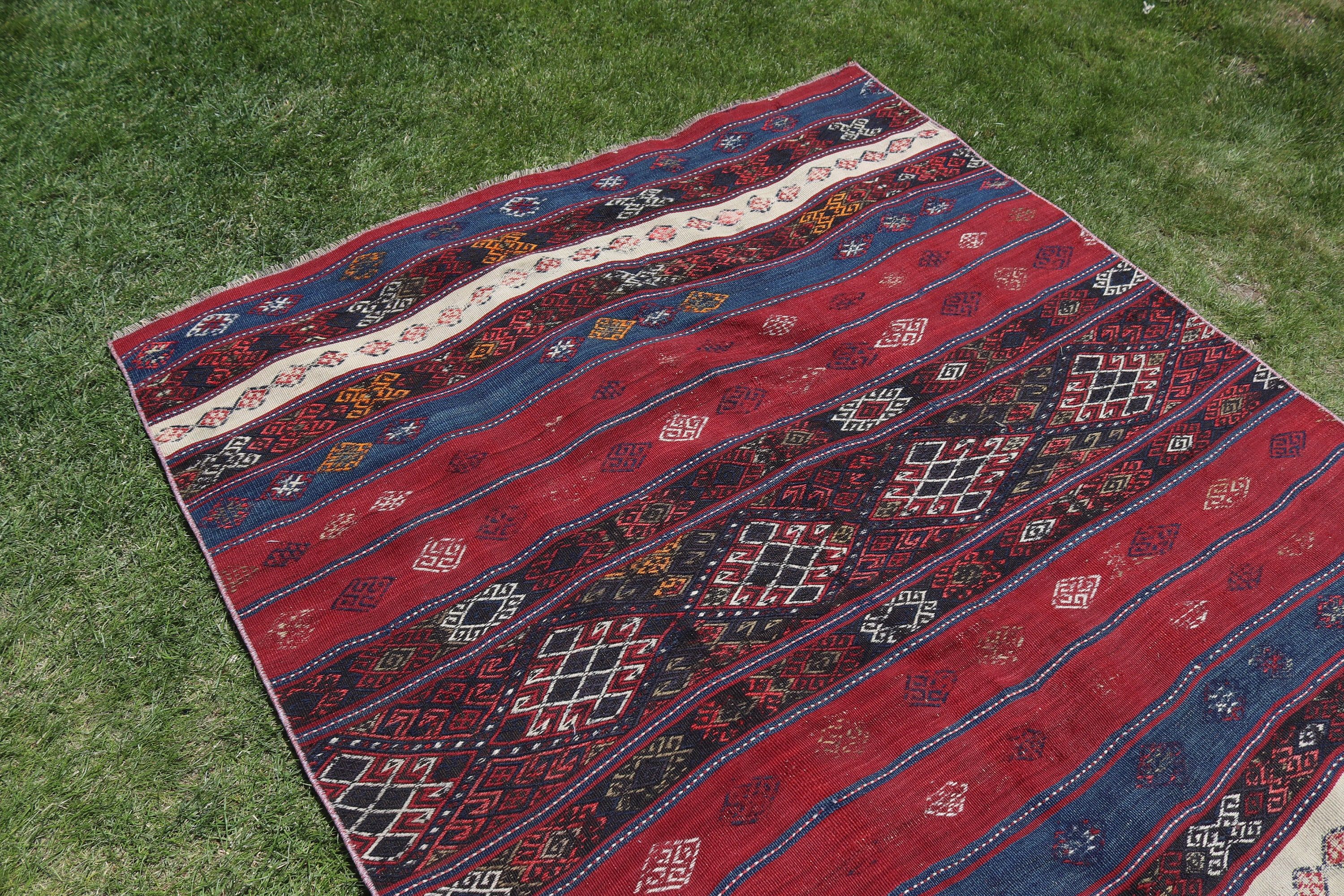 Oushak Bölge Halıları, Yer Halıları, Kırmızı Anadolu Halıları, Türk Halıları, Oryantal Halı, Vintage Halılar, Kilim, 4,9x7,2 ft Alan Halıları, Boho Halıları