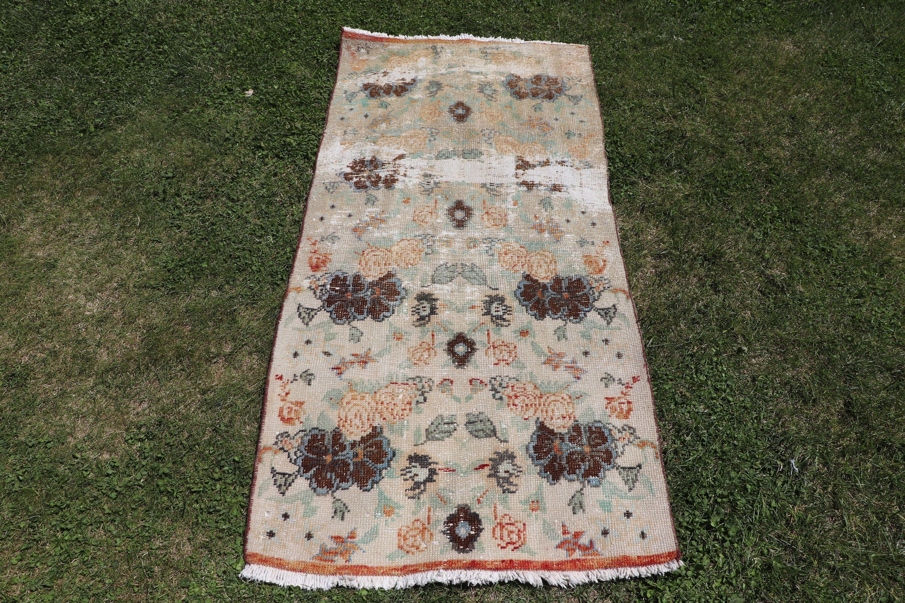 Fas Halıları, Giriş Halıları, Kapı Paspası Halısı, 2,5x5,3 ft Küçük Halı, Vintage Halı, Türk Halısı, Banyo Halıları, Mutfak Halıları, Yeşil El Dokuma Halılar