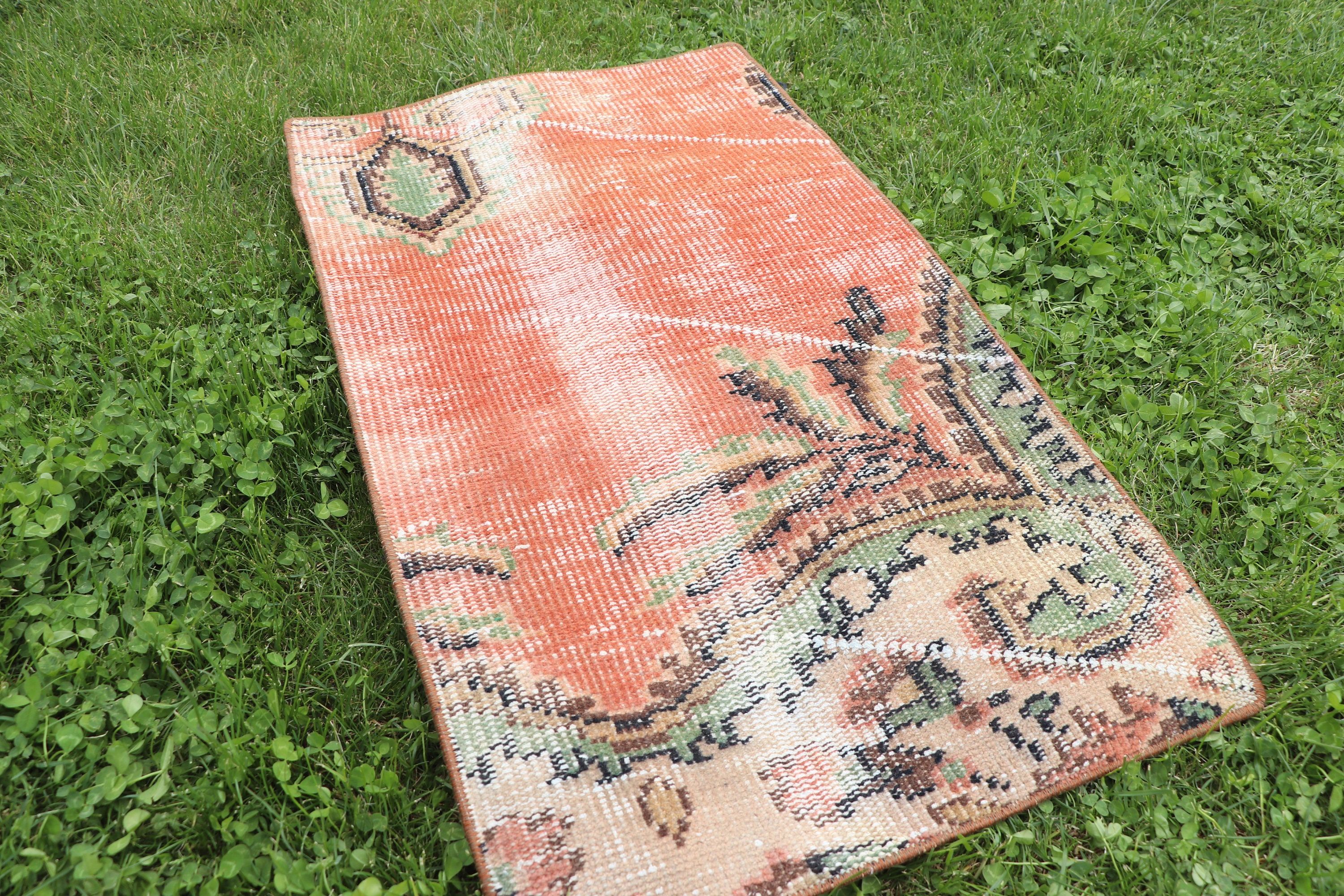 Rugs for Bathroom, Vintage Rug, Floor Rug, Orange Home Decor Rug, Neutral Rug, Entry Rug, Bedroom Rugs, 1.6x2.8 ft Small Rugs, Turkish Rugs