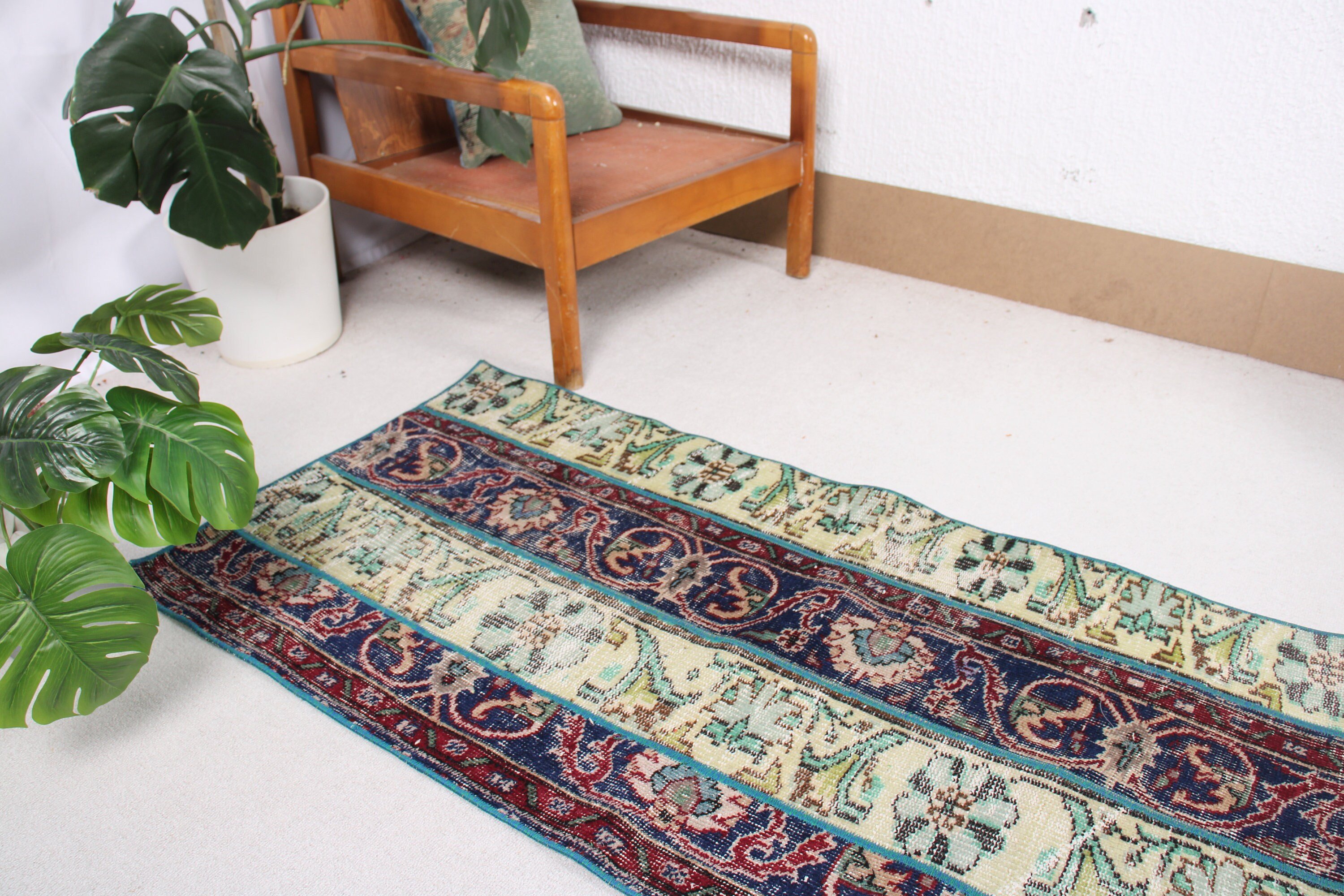 Çocuk Halıları, Yün Halılar, 2,4x4,6 ft Küçük Halı, Vintage Halı, Vintage Dekor Halı, Mavi Oryantal Halılar, Türk Halıları, Antika Halılar, Giriş Halısı