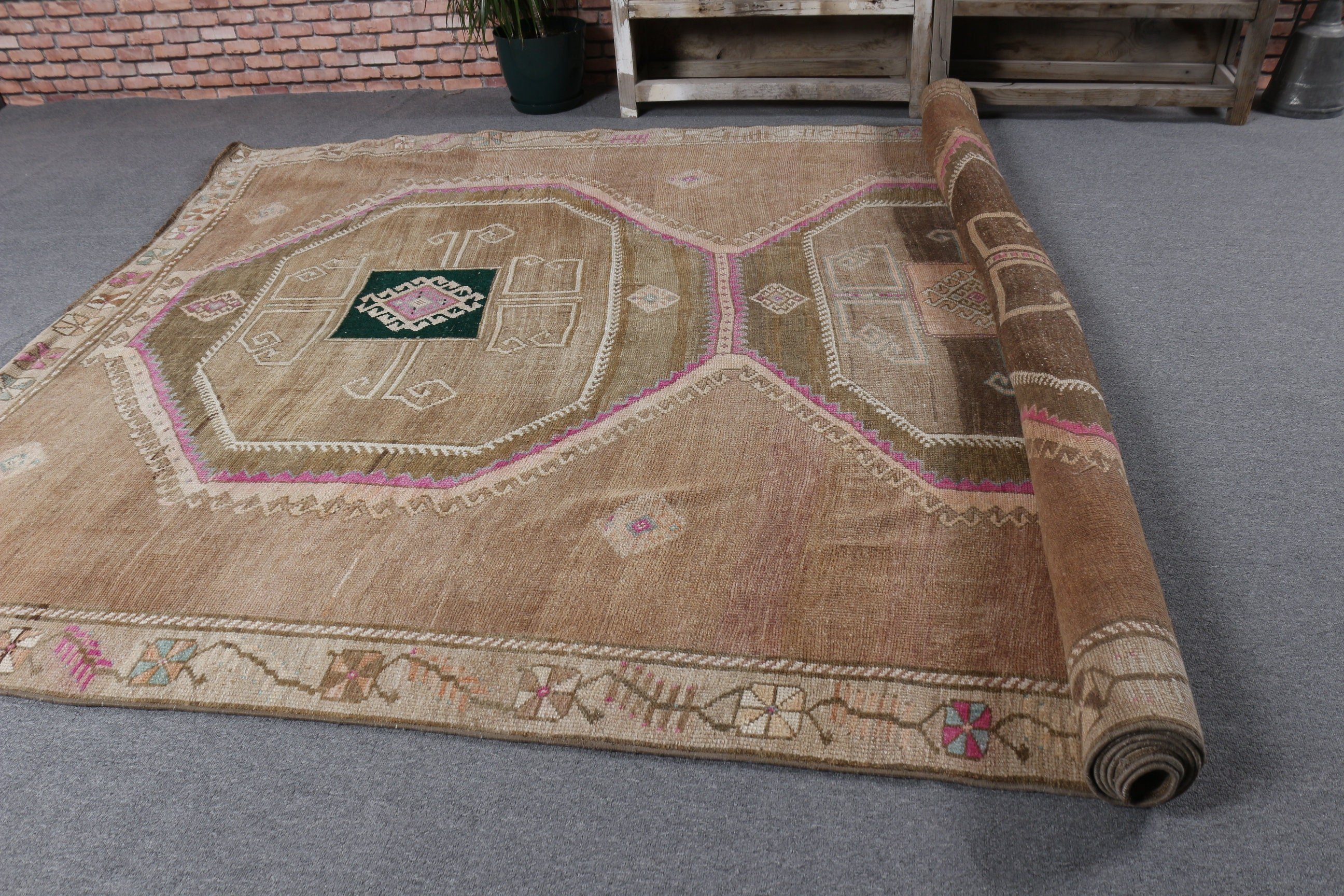 Dining Room Rugs, Brown Oriental Rug, Salon Rug, Turkey Rug, Luxury Rug, Moroccan Rug, Vintage Rug, Turkish Rugs, 6.7x11.3 ft Oversize Rugs