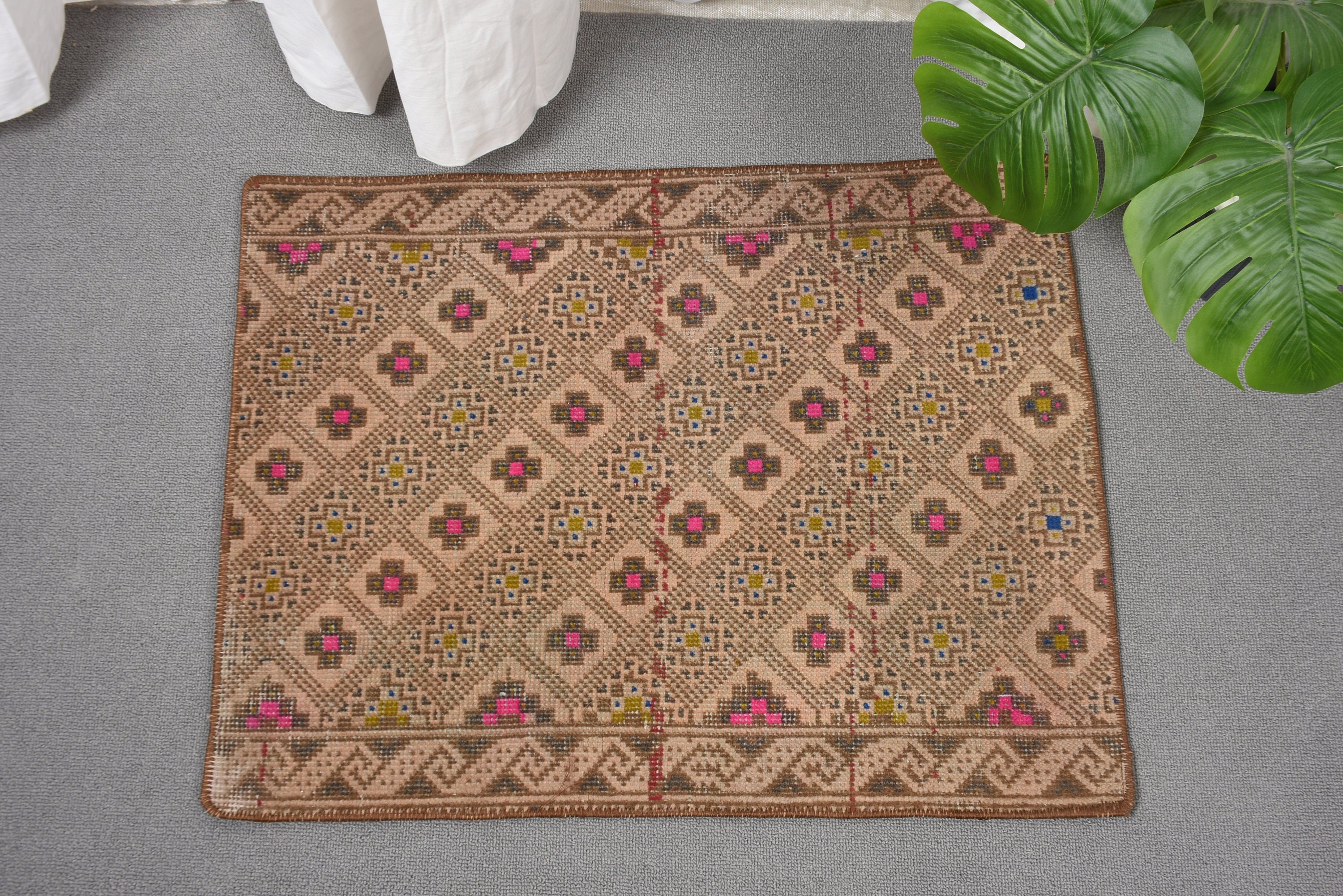 Vintage Rugs, Car Mat Rugs, Moroccan Rug, Turkish Rugs, Nursery Rug, Oushak Rug, Bohemian Rugs, 1.8x2.3 ft Small Rugs, Brown Modern Rugs