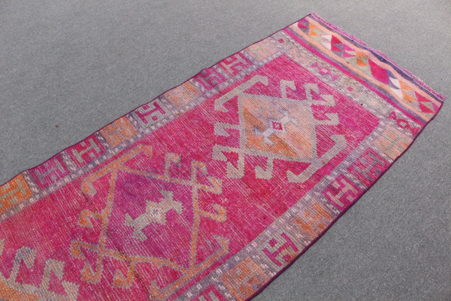 Corridor Rug, Turkish Rugs, Hallway Rug, Vintage Rug, Pink Bedroom Rug, Oushak Rugs, Home Decor Rug, 3x11.1 ft Runner Rug, Rugs for Runner