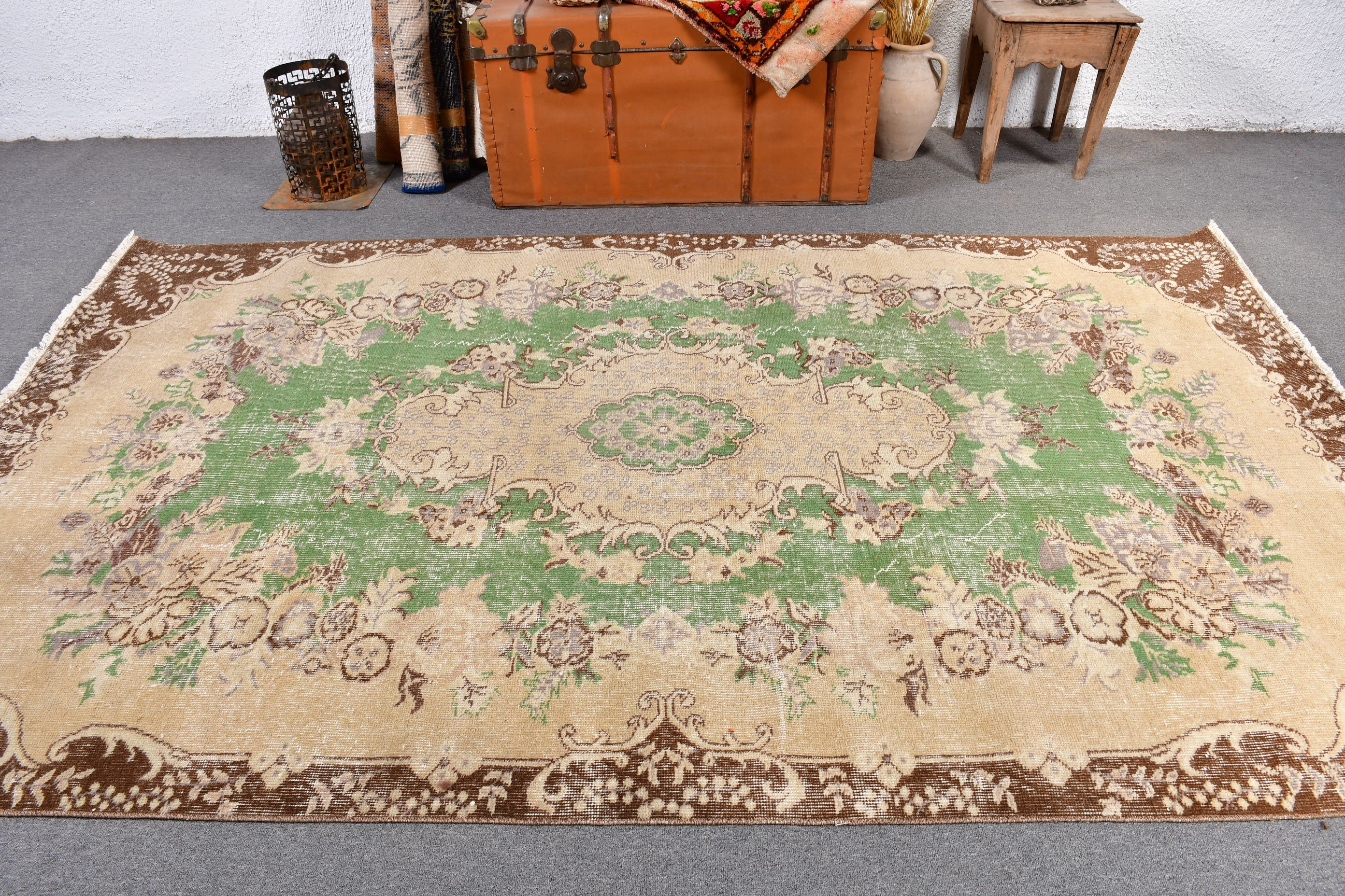 Vintage Halılar, Büyük Boho Halı, 5,3x8,8 ft Büyük Halılar, Bej Oryantal Halılar, Türk Halısı, Düz Dokuma Halı, Yemek Odası Halısı, Antika Halı