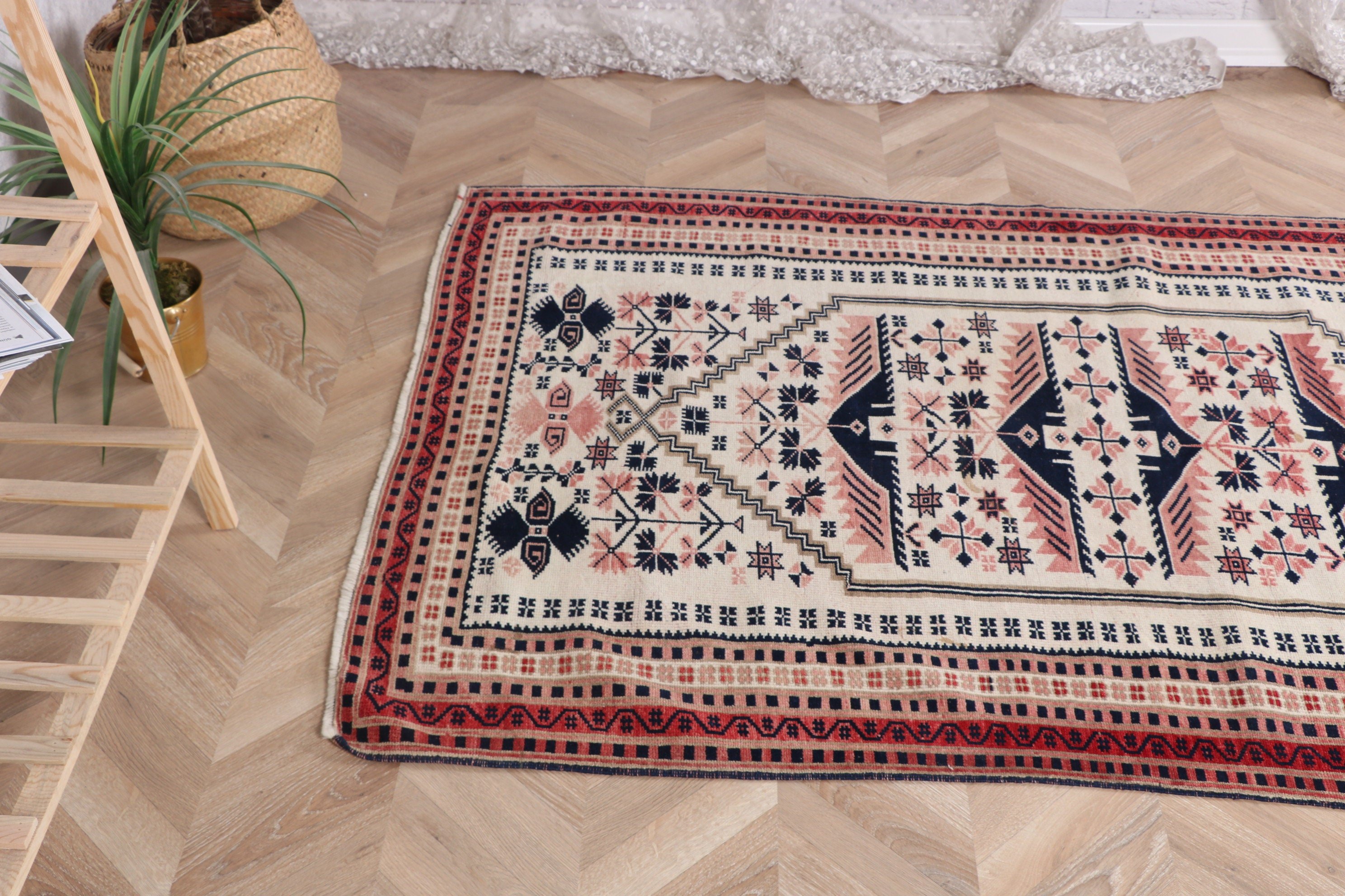 Luxury Rug, Nursery Rug, Vintage Rugs, Rugs for Boho Accent, 3.8x5.8 ft Accent Rugs, Modern Rug, Turkish Rug, Beige Wool Rug, Anatolian Rug