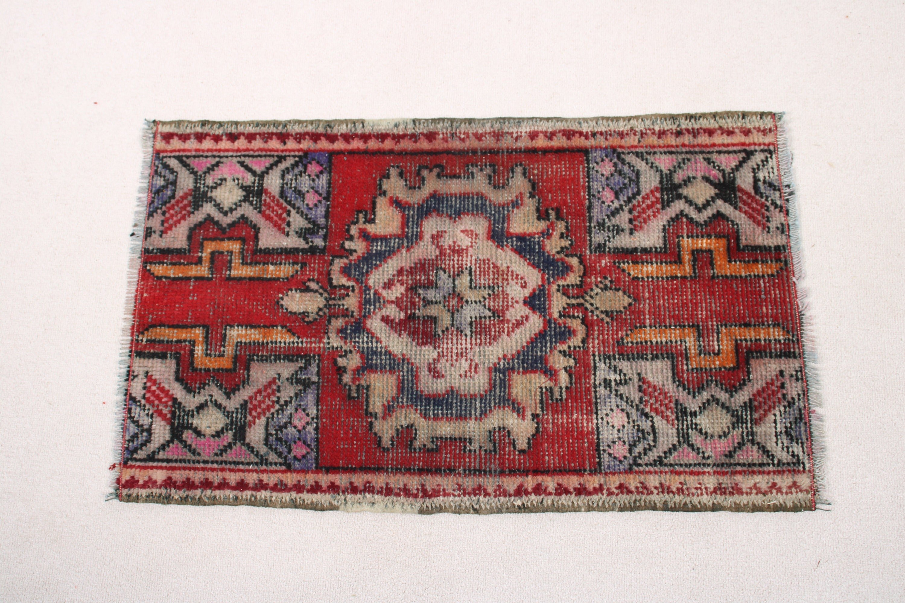 1.7x2.8 ft Small Rugs, Nursery Rugs, Floor Rugs, Bathroom Rug, Rugs for Bath, Vintage Rug, Turkish Rugs, Red Geometric Rugs, Anatolian Rug