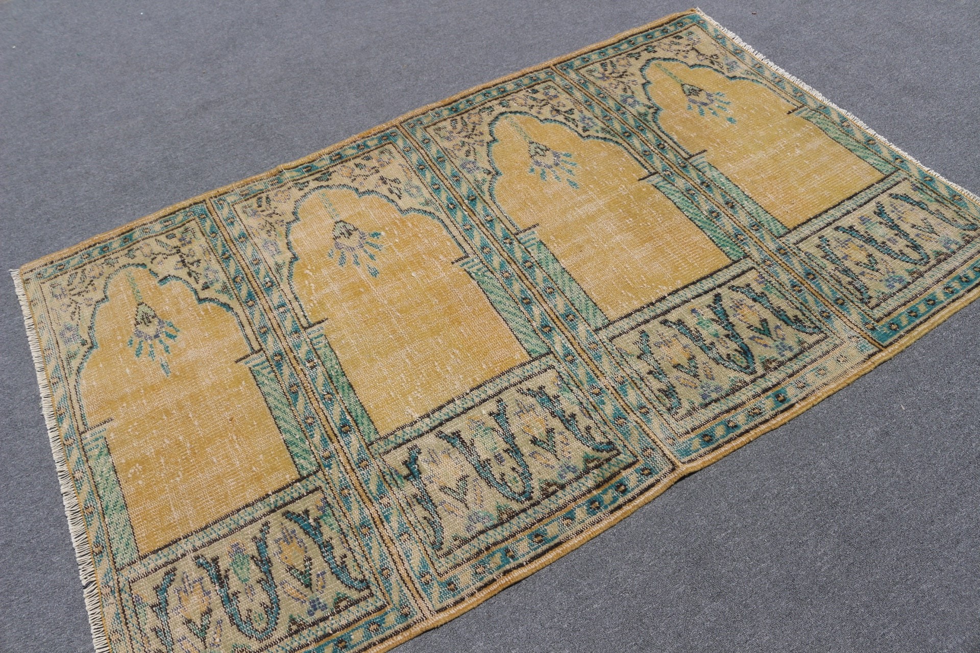 Vintage Rug, Kitchen Rugs, Floor Rug, Orange Antique Rug, Rugs for Kitchen, Turkish Rugs, Anatolian Rugs, 4x6.4 ft Area Rug