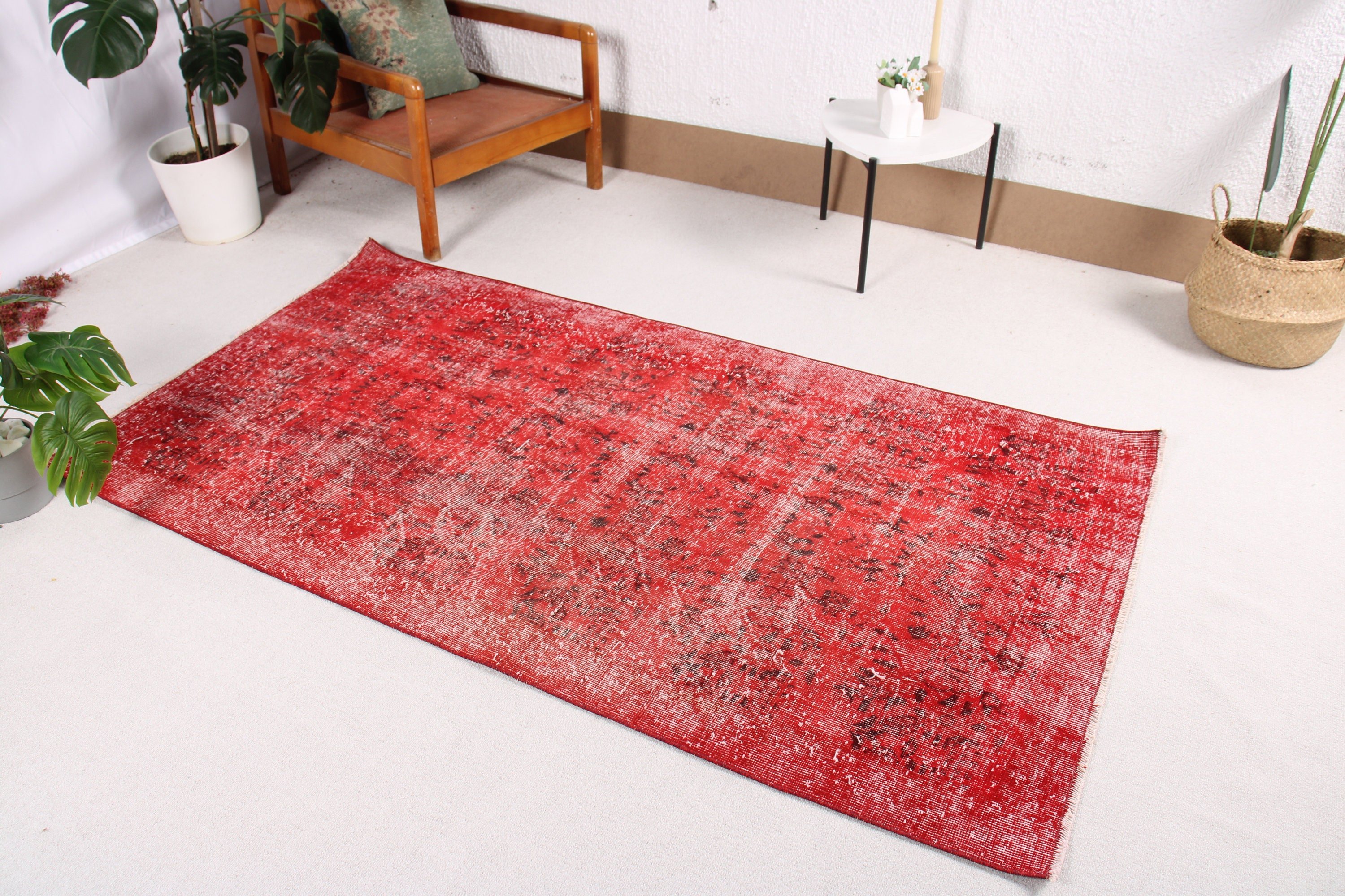 Wool Rugs, Tribal Rug, Flatweave Rugs, Kitchen Rug, Turkish Rug, Red Neutral Rug, Rugs for Vintage Area, Vintage Rug, 3.7x6.7 ft Area Rug