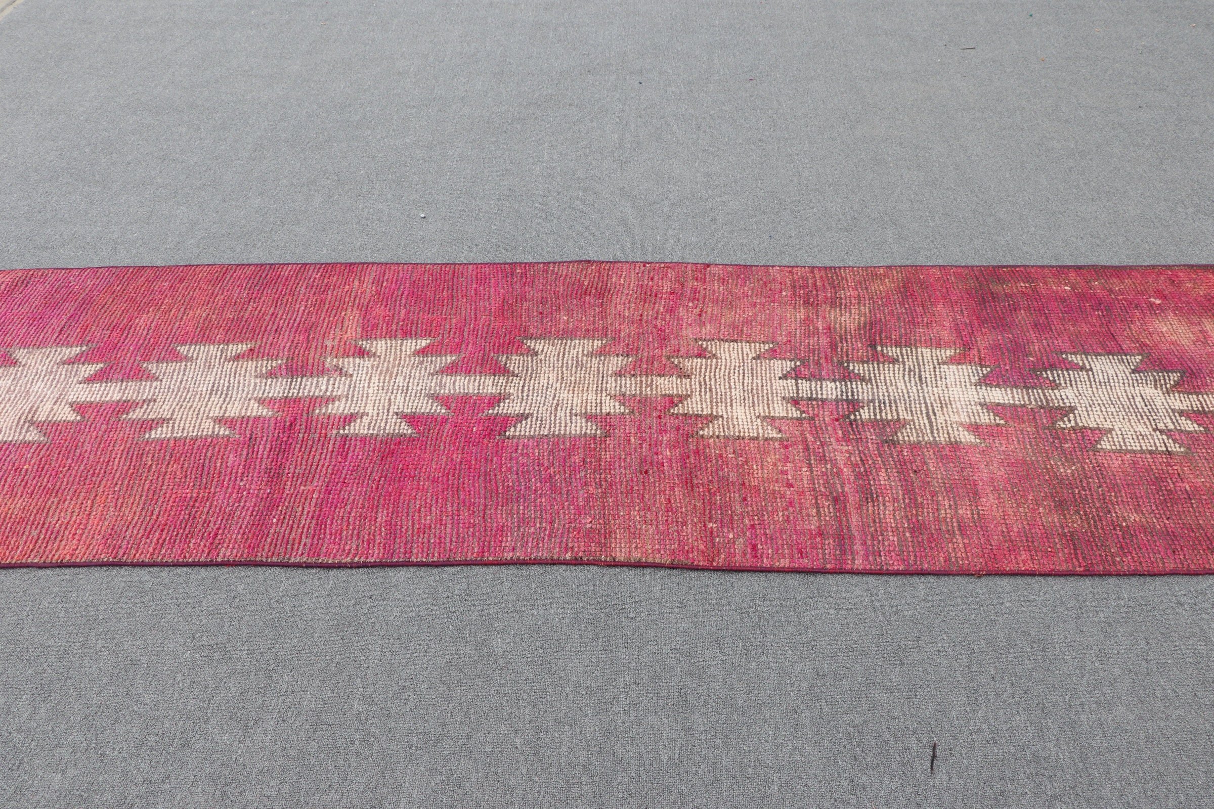 Merdiven Halısı, Koridor Halısı, Yer Halısı, Yün Halısı, Türk Halısı, Vintage Halı, Koridor Halıları, 2.8x11.3 ft Koşucu Halısı, Pembe Fas Halıları