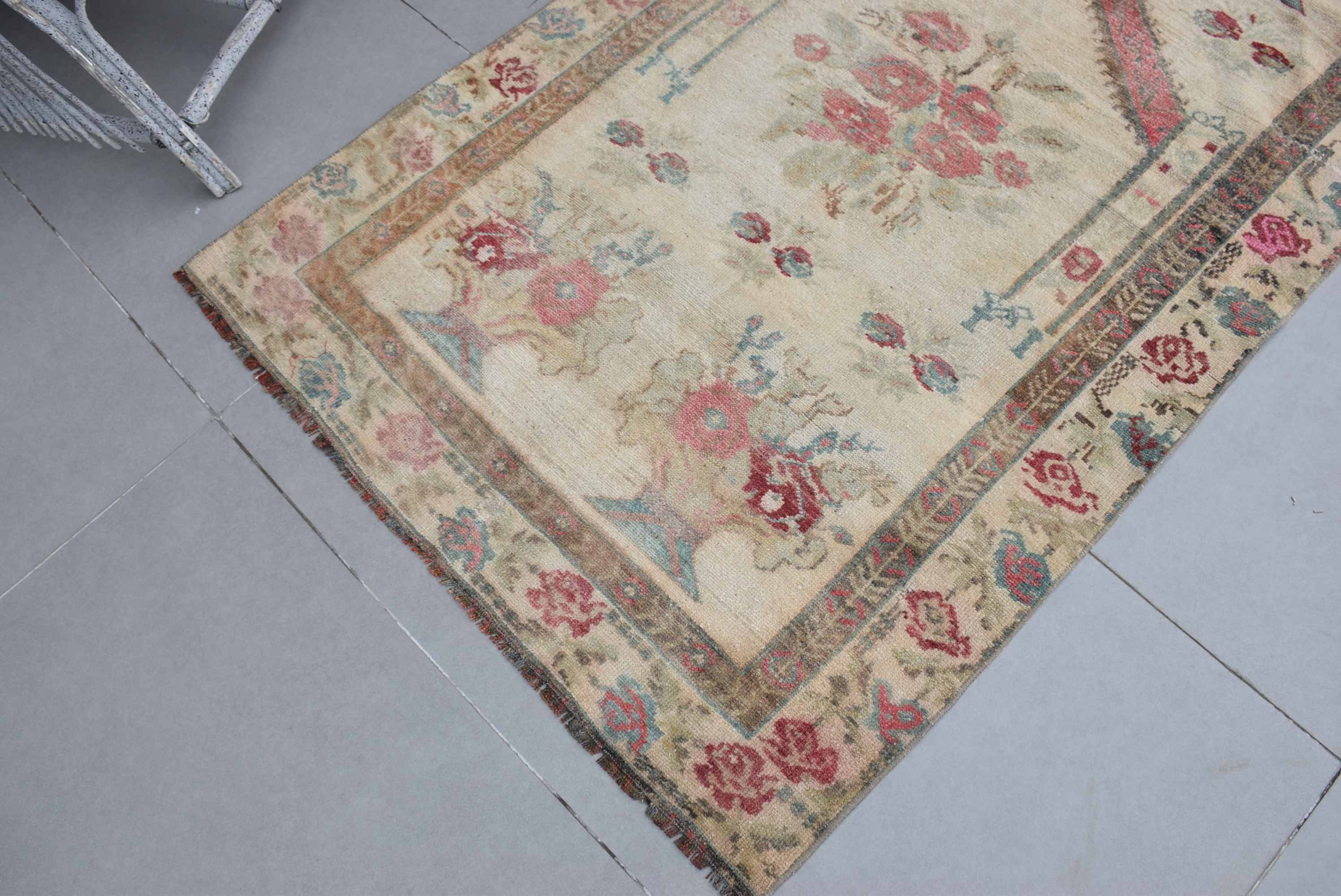 Home Decor Rug, Kitchen Rug, Rugs for Bedroom, Turkish Rugs, Entry Rugs, Beige Oriental Rug, Wool Rugs, Vintage Rug, 3.4x6.1 ft Accent Rug