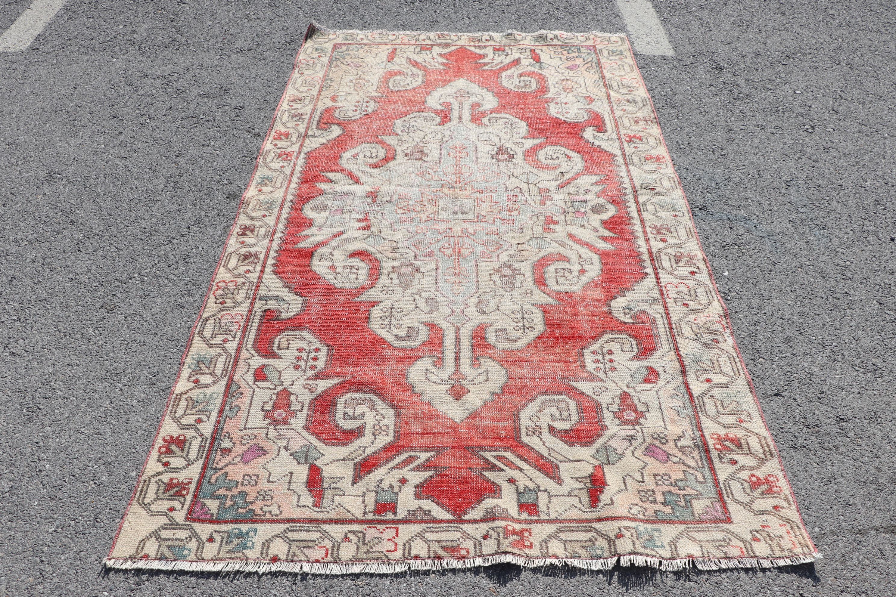 Kitchen Rugs, Dining Room Rug, 4.3x7.2 ft Area Rug, Red Cool Rugs, Bedroom Rugs, Vintage Rugs, Turkish Rug, Oushak Rugs, Rugs for Kitchen