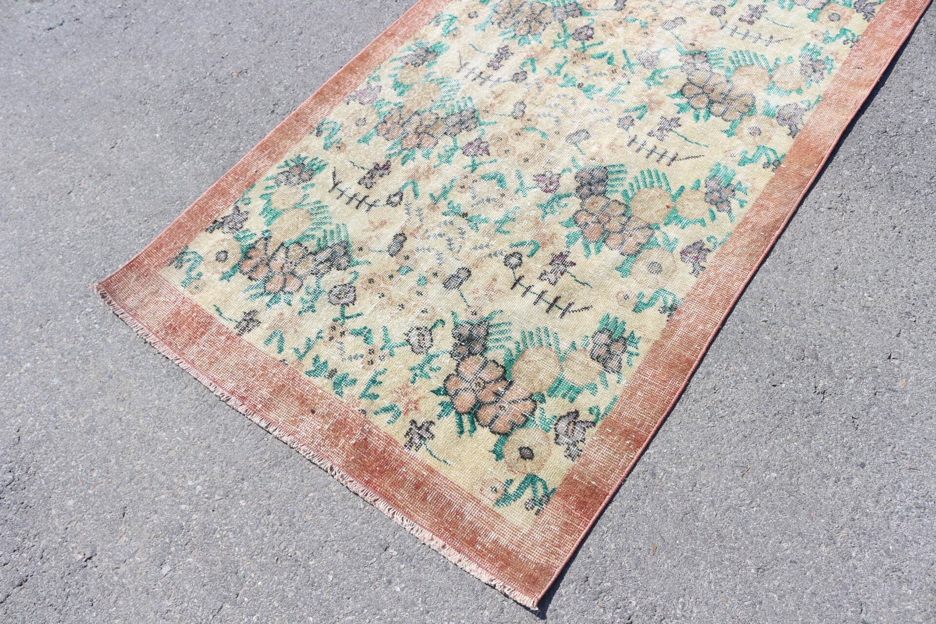 Entry Rug, 3.5x6.8 ft Accent Rug, Rugs for Entry, Orange Wool Rugs, Turkish Rug, Vintage Rug, Kitchen Rugs, Moroccan Rug, Vintage Decor Rug