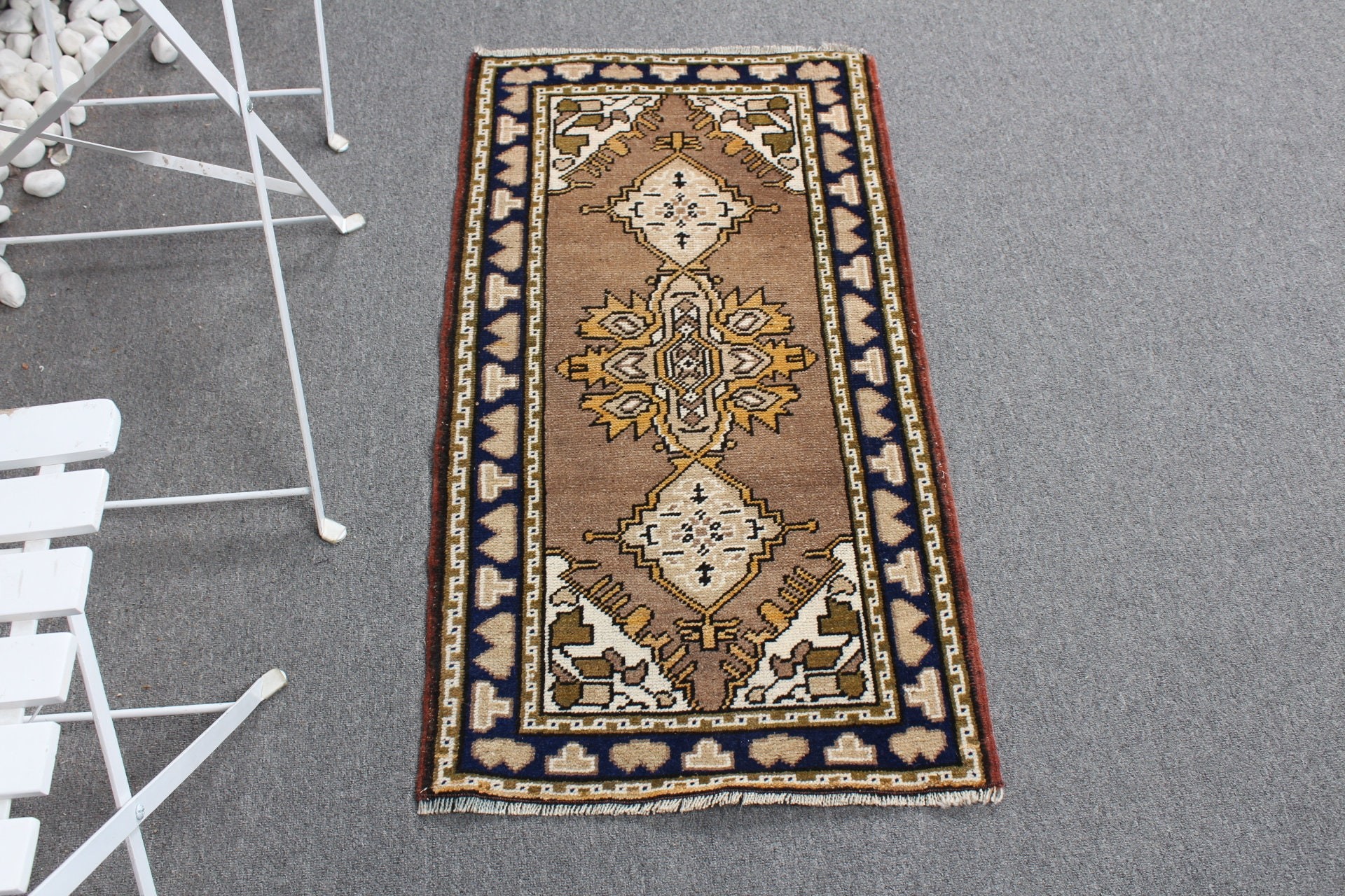 Türk Halıları, Kahverengi Fas Halıları, 1.8x3.3 ft Küçük Halı, Fas Halıları, Eklektik Halı, Vintage Halı, Oryantal Halılar, Banyo Halısı, Giriş Halıları