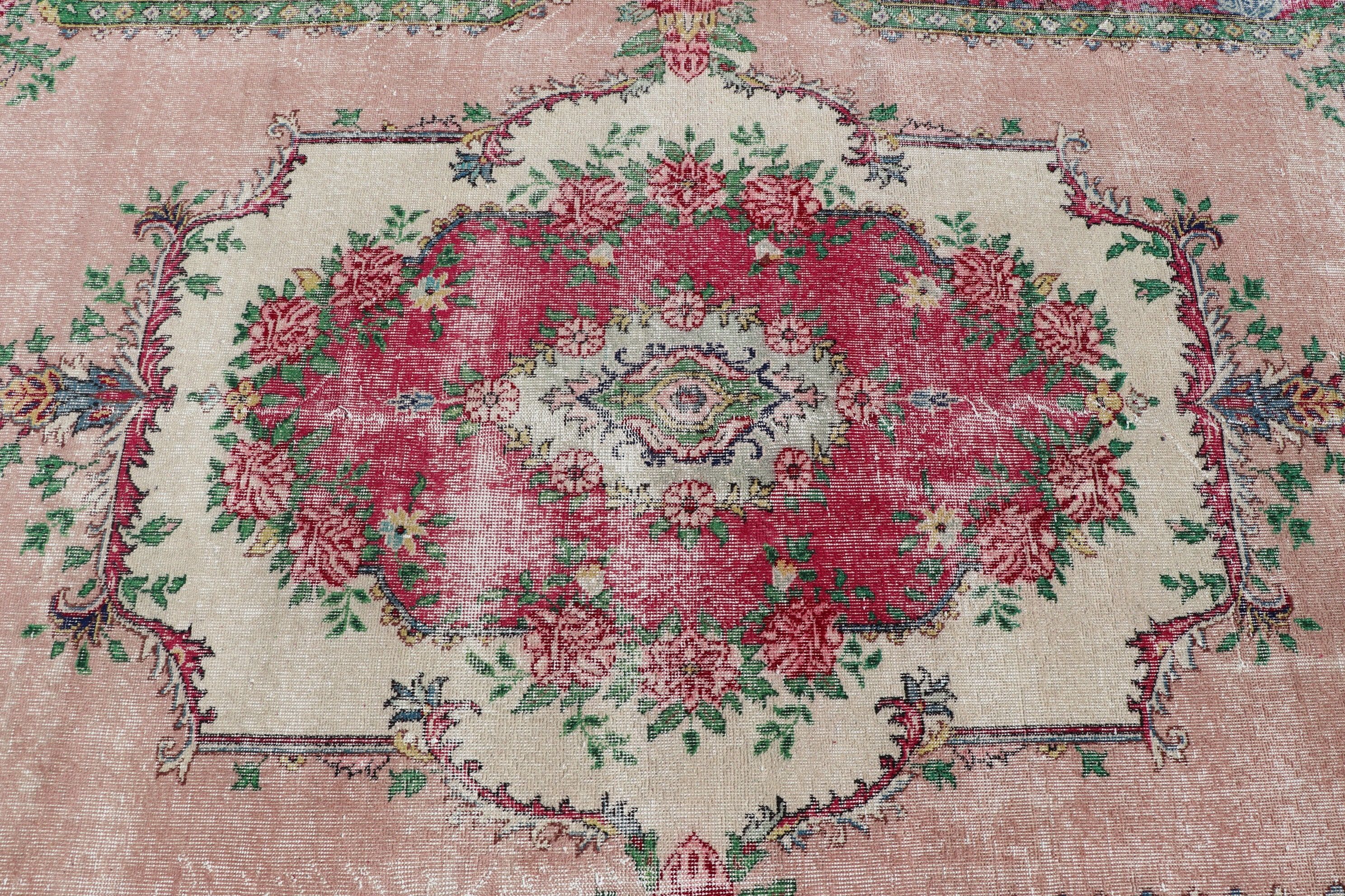 Pembe Oryantal Halı, 8.6x12.9 ft Büyük Boy Halı, Vintage Halı, Ofis Halısı, Oturma Odası Halısı, Türk Halısı, Salon Halıları, Havalı Halı