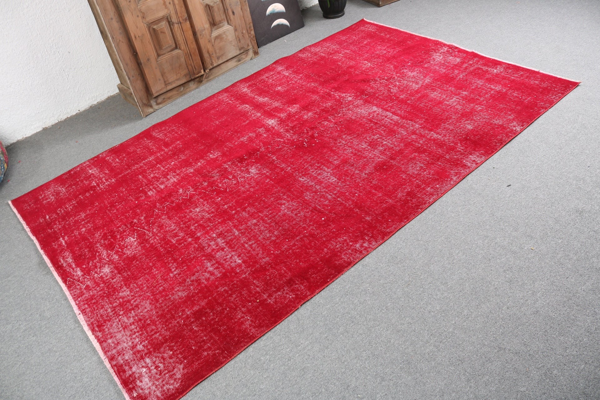 Nursery Rug, 4.9x7.9 ft Area Rug, Red Geometric Rug, Oushak Rug, Oushak Area Rug, Turkish Rugs, Rugs for Area, Handwoven Rug, Vintage Rugs