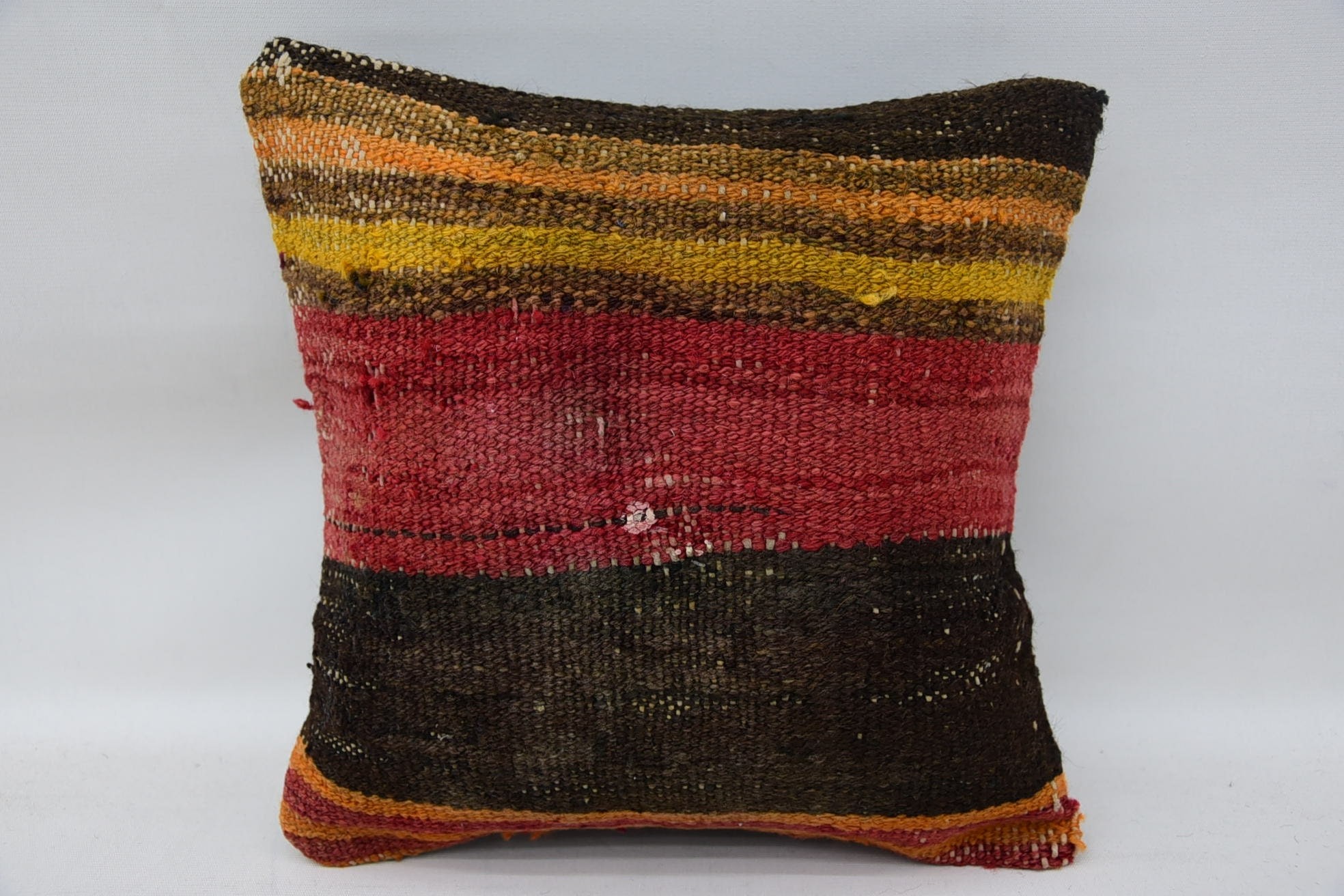 Hediye Yastık, 12"x12" Kırmızı Yastık Kılıfı, Yün Kilim Yastık Minder Kılıfı, Boho Yastık Sham Kılıfı, Boho Yastık, Meditasyon Yastık Sham