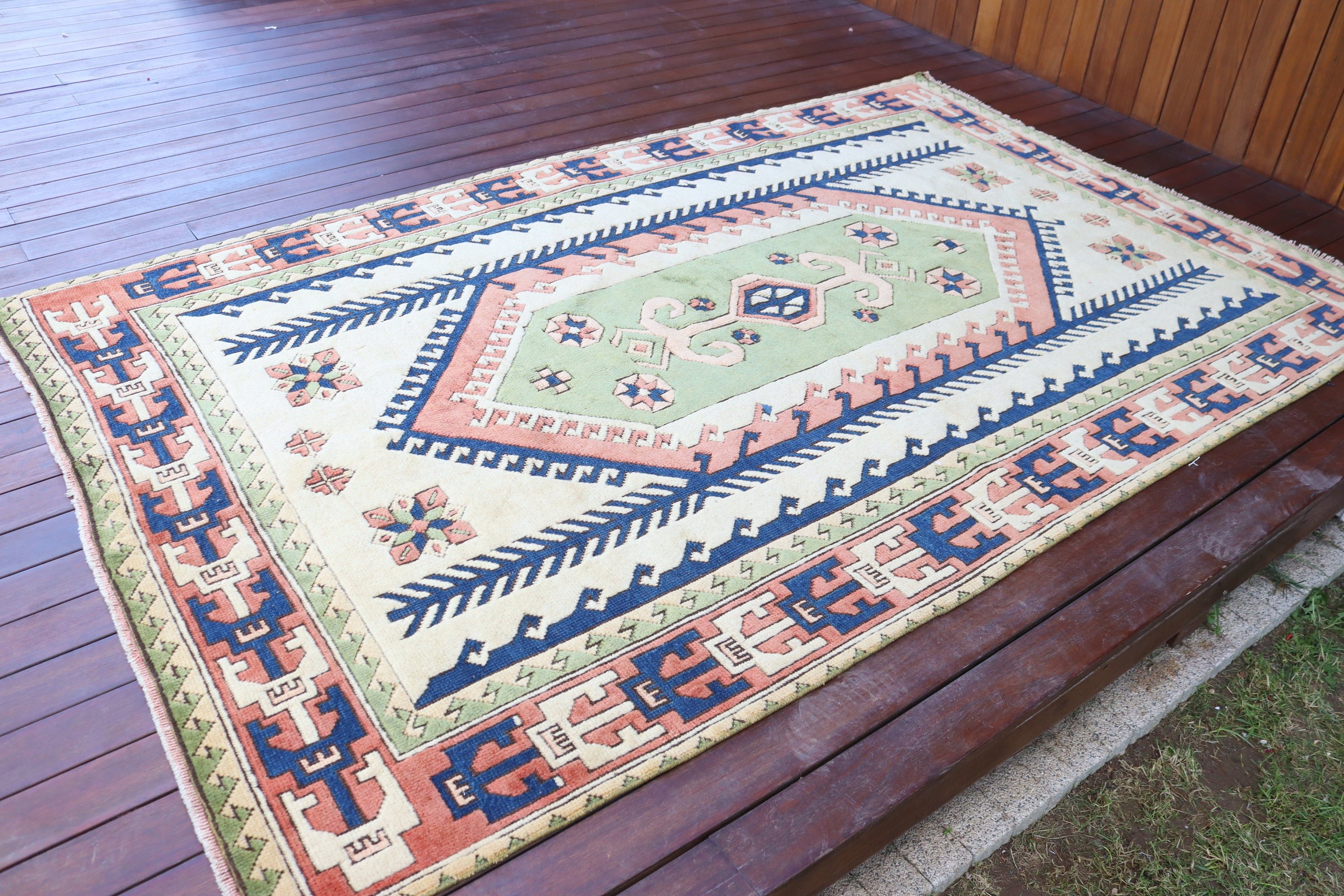 Yemek Odası Halısı, Vintage Halılar, 5.1x8.2 ft Büyük Halılar, Bej Mutfak Halısı, Türk Halısı, Fas Halıları, Büyük Vintage Halı