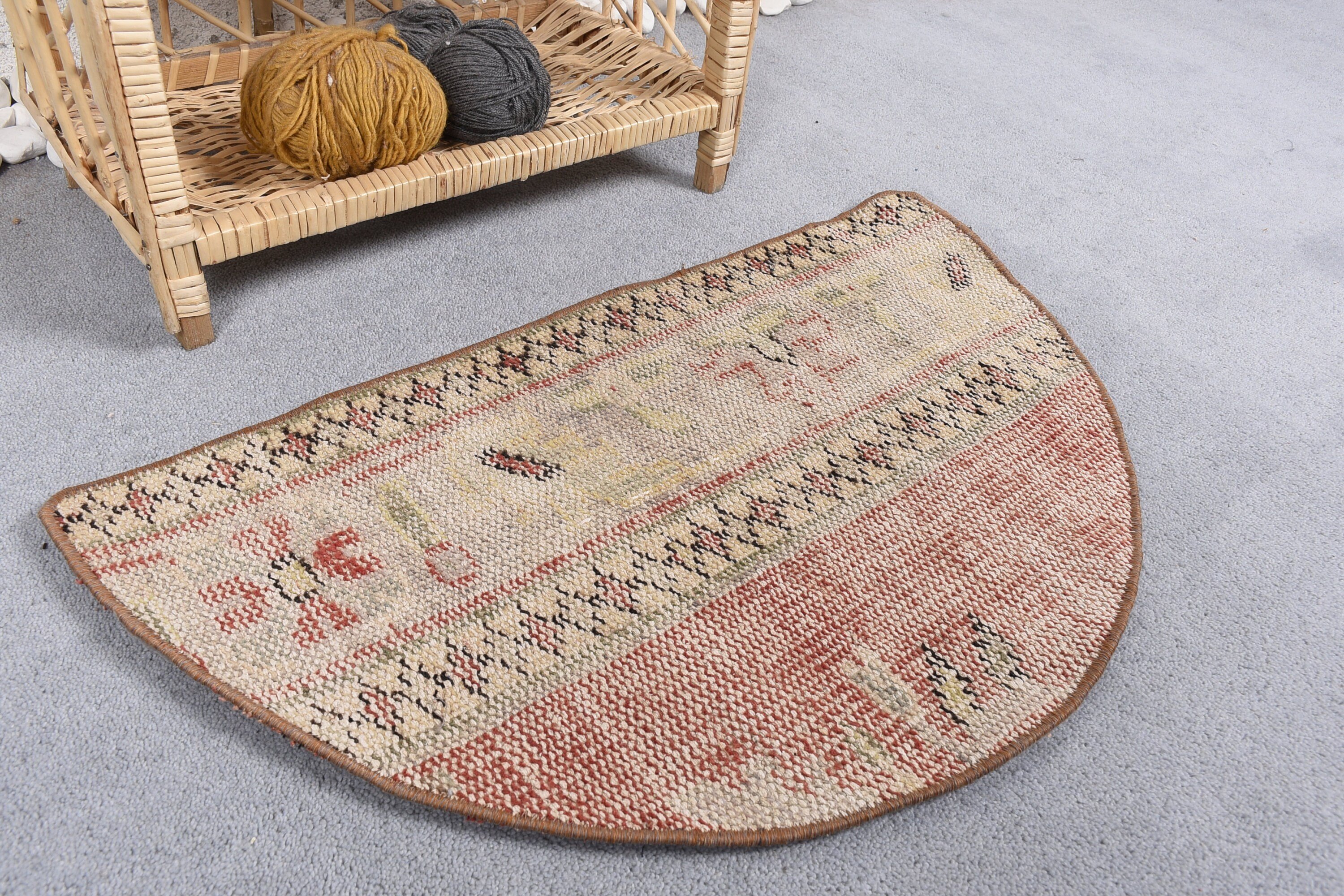 Beige Wool Rug, Rugs for Nursery, 2.5x1.5 ft Small Rugs, Vintage Rugs, Floor Rug, Kitchen Rugs, Home Decor Rug, Door Mat Rug, Turkish Rug