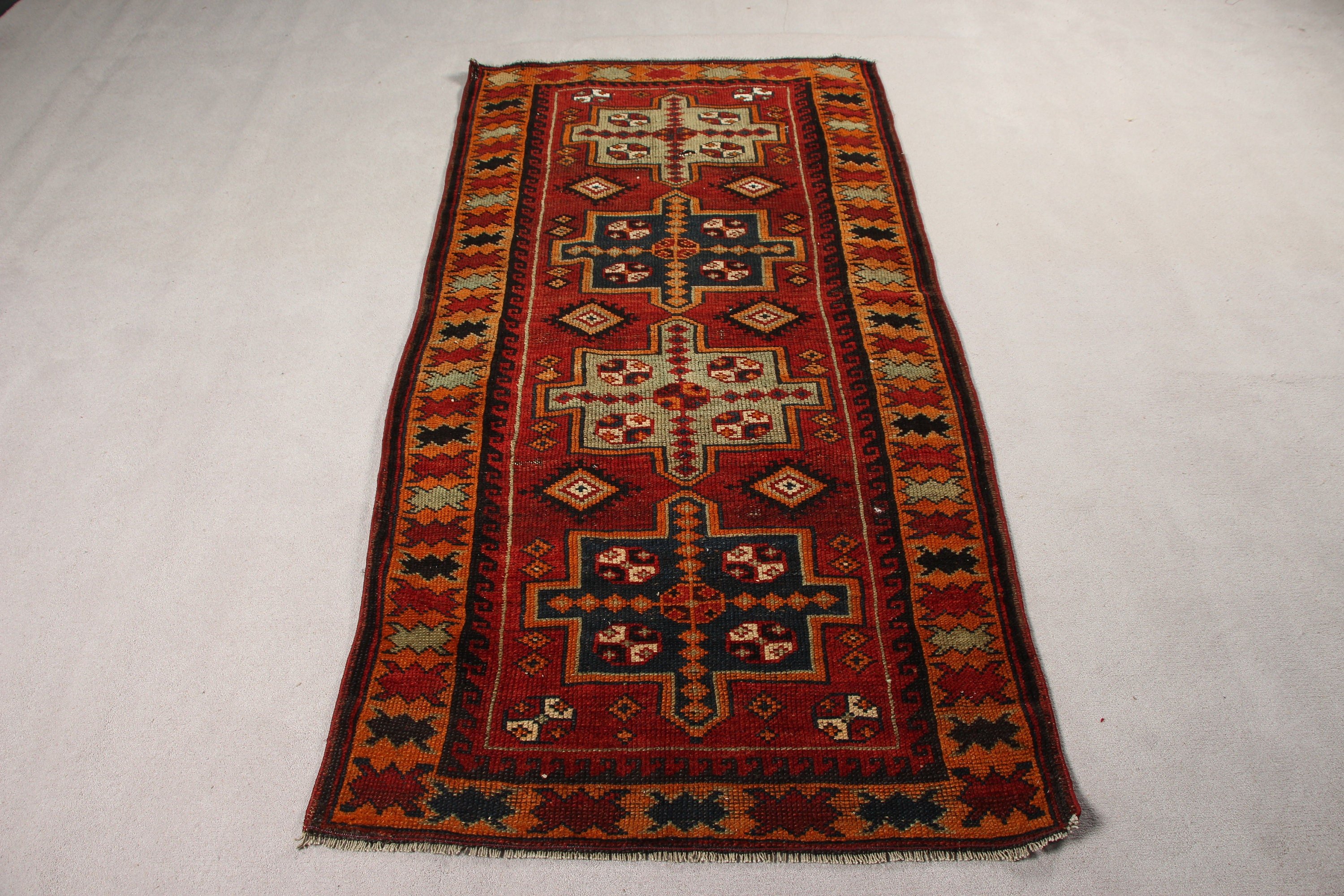 Vintage Rug, Anatolian Rug, Rugs for Kitchen, Entry Rugs, Kitchen Rug, Turkish Rugs, Bedroom Rug, Red Cool Rug, 3.1x6.8 ft Accent Rug
