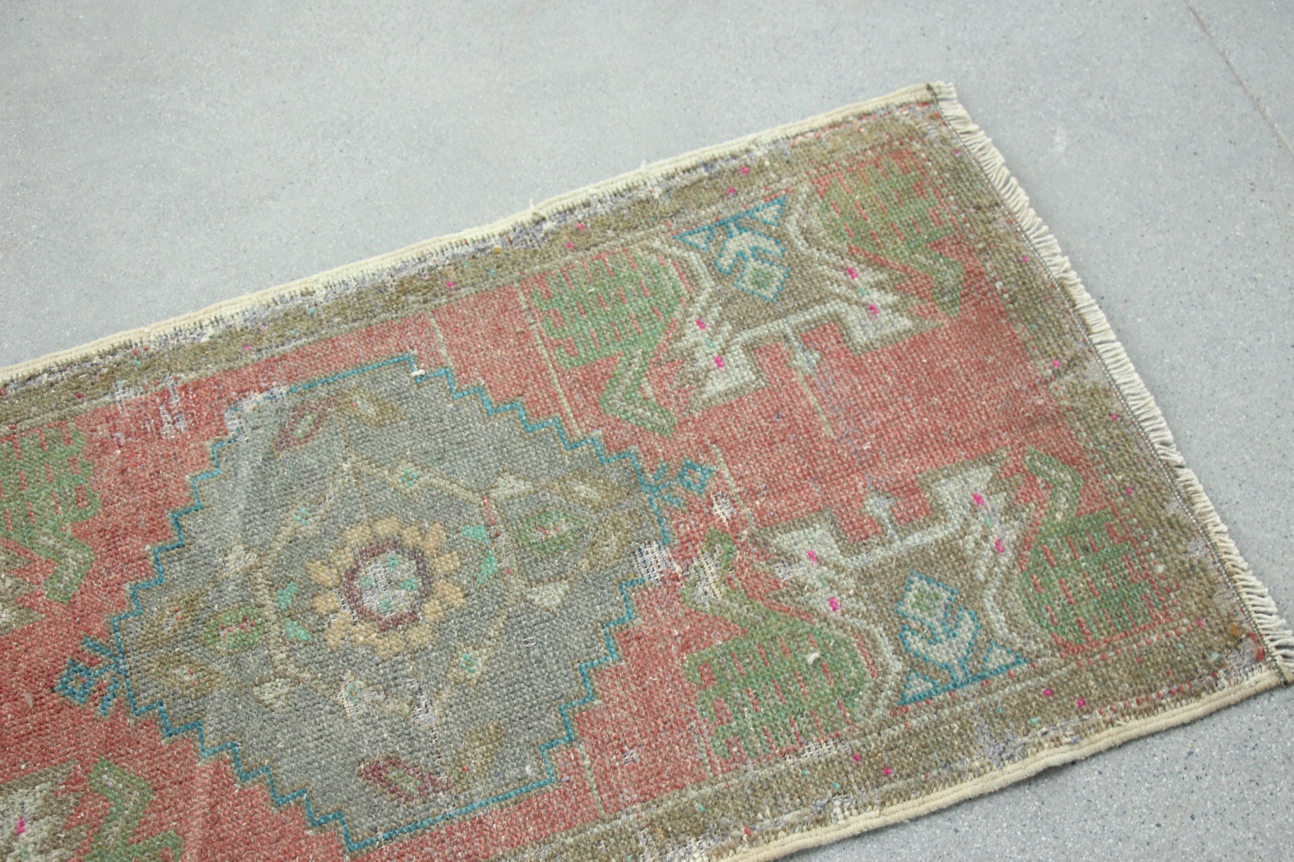 1.7x3.1 ft Small Rugs, Turkish Rugs, Green Kitchen Rugs, Outdoor Rug, Vintage Rugs, Oushak Rug, Floor Rugs, Bathroom Rugs, Small Area Rugs