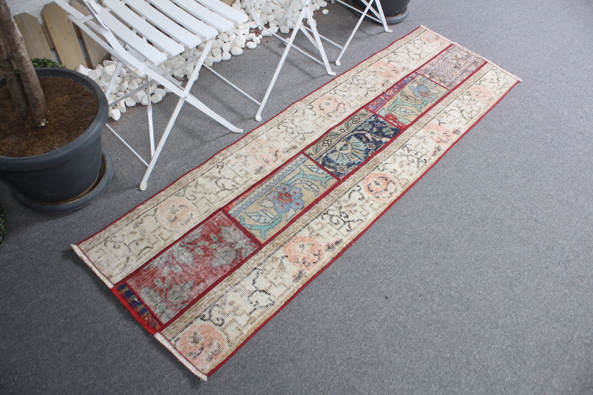 Rugs for Corridor, Beige Moroccan Rug, Vintage Rugs, Kitchen Rugs, Turkish Rug, Oushak Rug, Pastel Rug, 1.9x6.2 ft Runner Rug