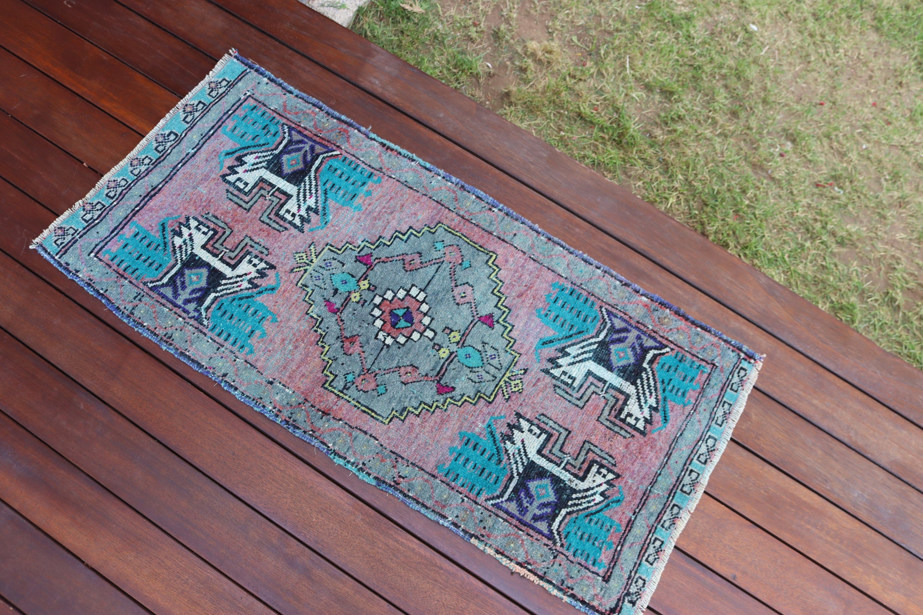 Nursery Rugs, Outdoor Rug, Antique Rugs, Turkish Rugs, Green Handwoven Rug, Vintage Rugs, 1.5x3.3 ft Small Rugs, Kitchen Rugs, Bath Rugs