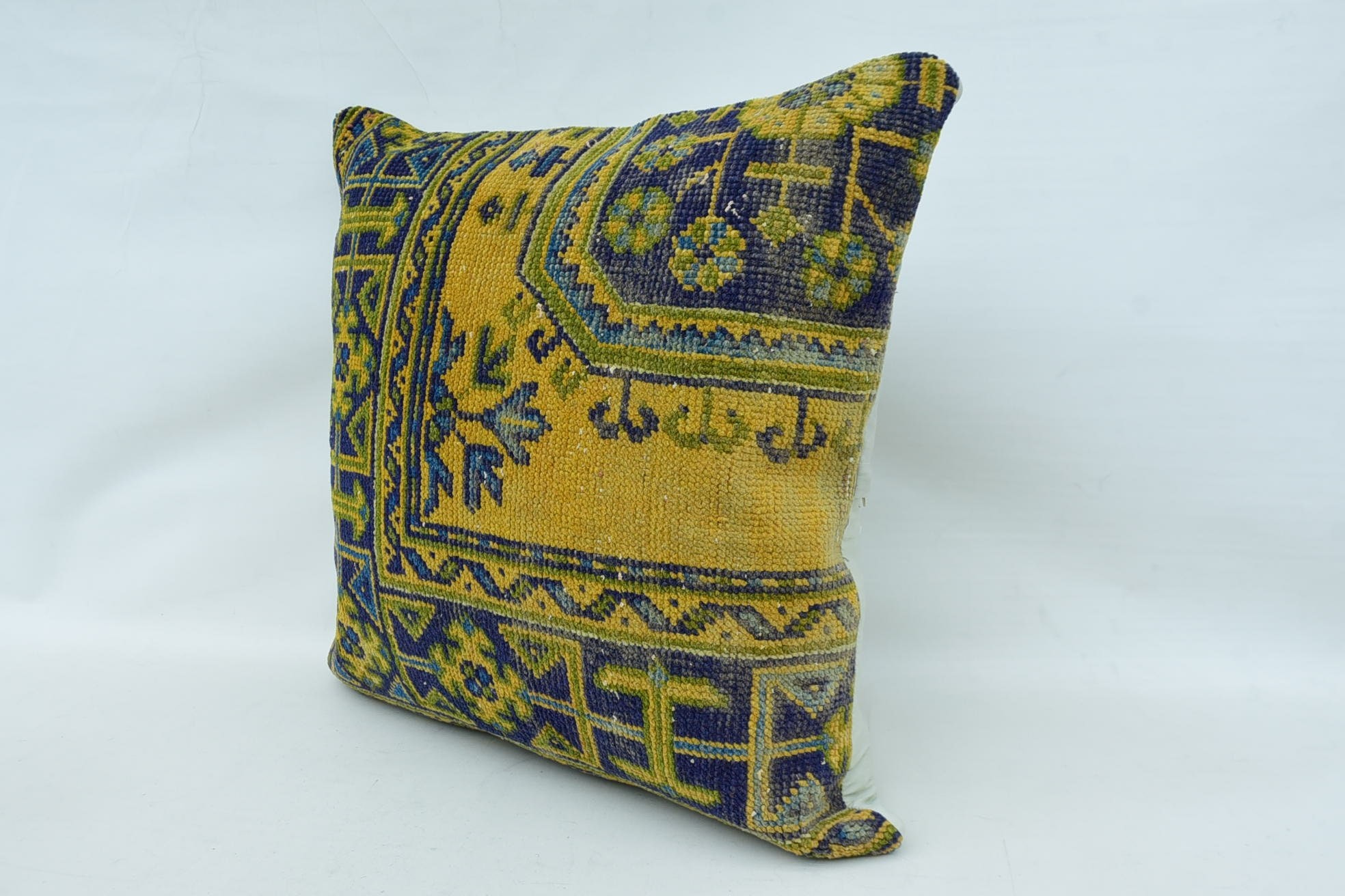 28"x28" Blue Pillow Sham, Pillow for Couch, Accent Throw Pillow Cover, Vintage Kilim Pillow, Boho Pillow Sham Cover