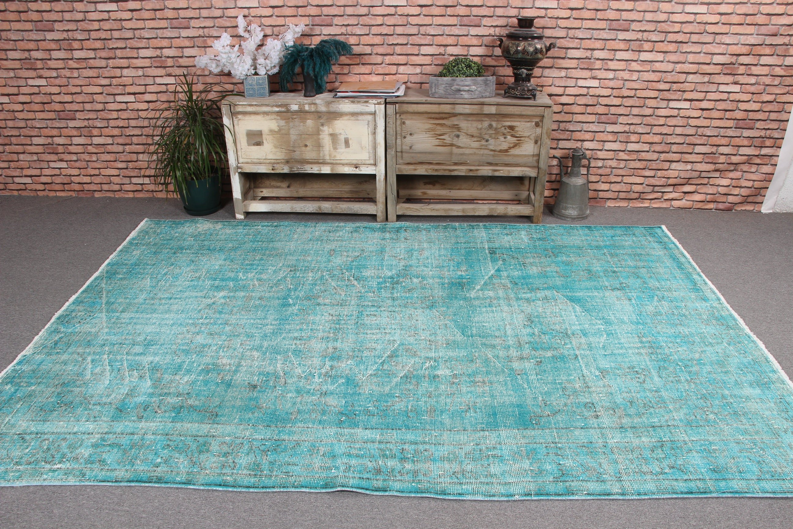 Rugs for Bedroom, Kitchen Rug, Vintage Rug, Wool Rug, Turkish Rugs, 5.9x8.9 ft Large Rugs, Blue Moroccan Rug, Bedroom Rug, Large Boho Rugs