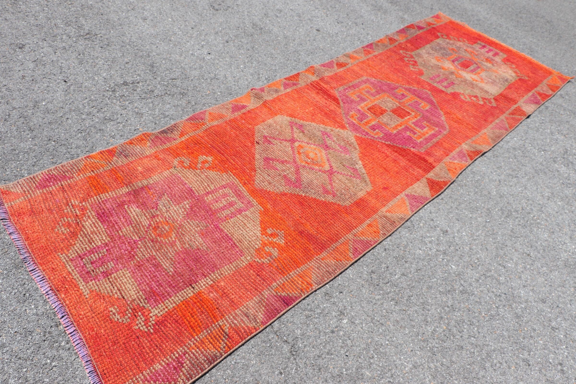 Corridor Rugs, Stair Rugs, Turkish Rug, Red Kitchen Rugs, Vintage Rug, Anatolian Rugs, Oriental Rug, Dorm Rug, 3.2x9.9 ft Runner Rugs