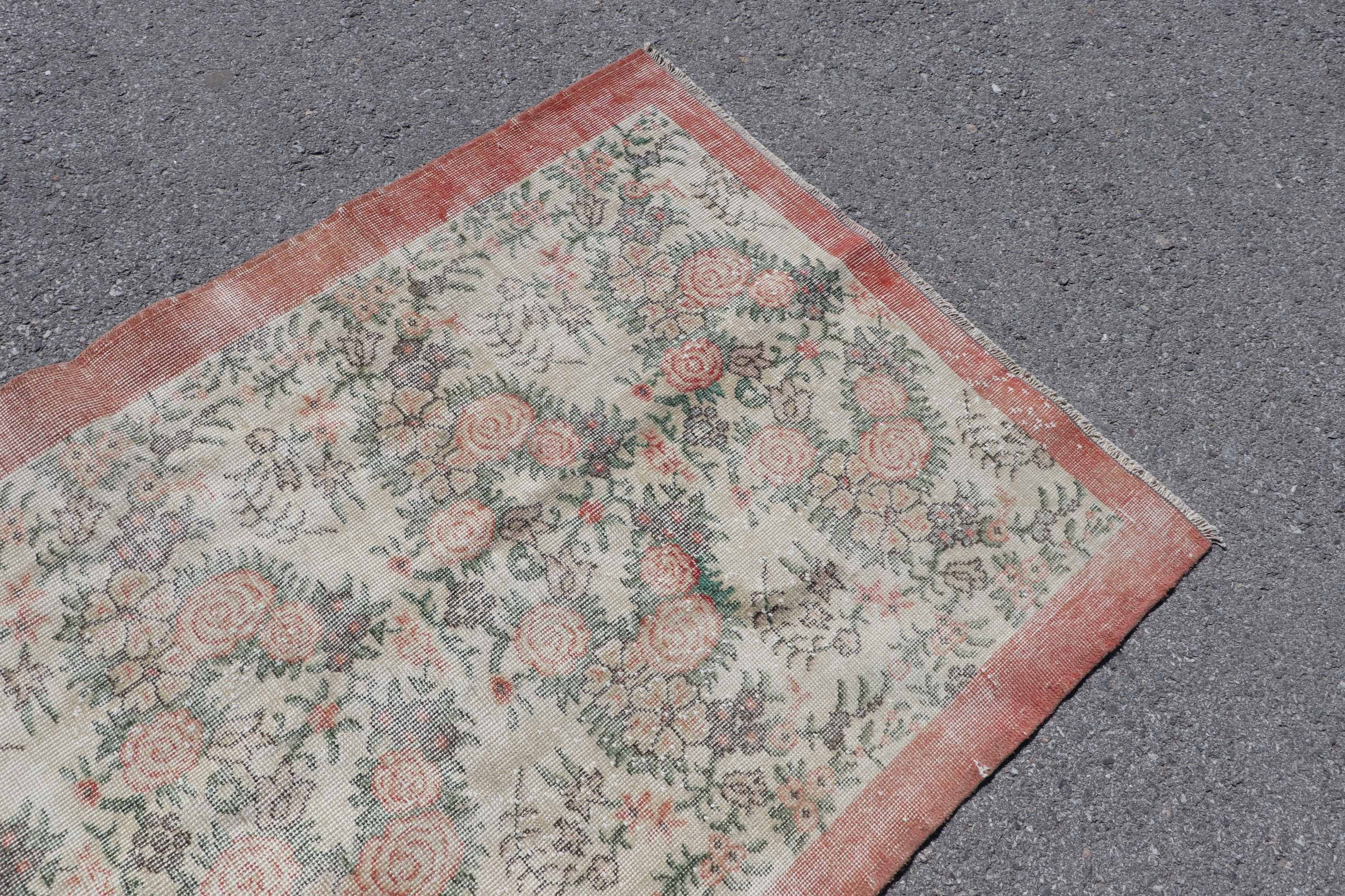 Entry Rug, Red Kitchen Rug, Nursery Rug, Home Decor Rug, Turkish Rugs, 3.7x6.4 ft Accent Rug, Floor Rugs, Rugs for Entry, Vintage Rug